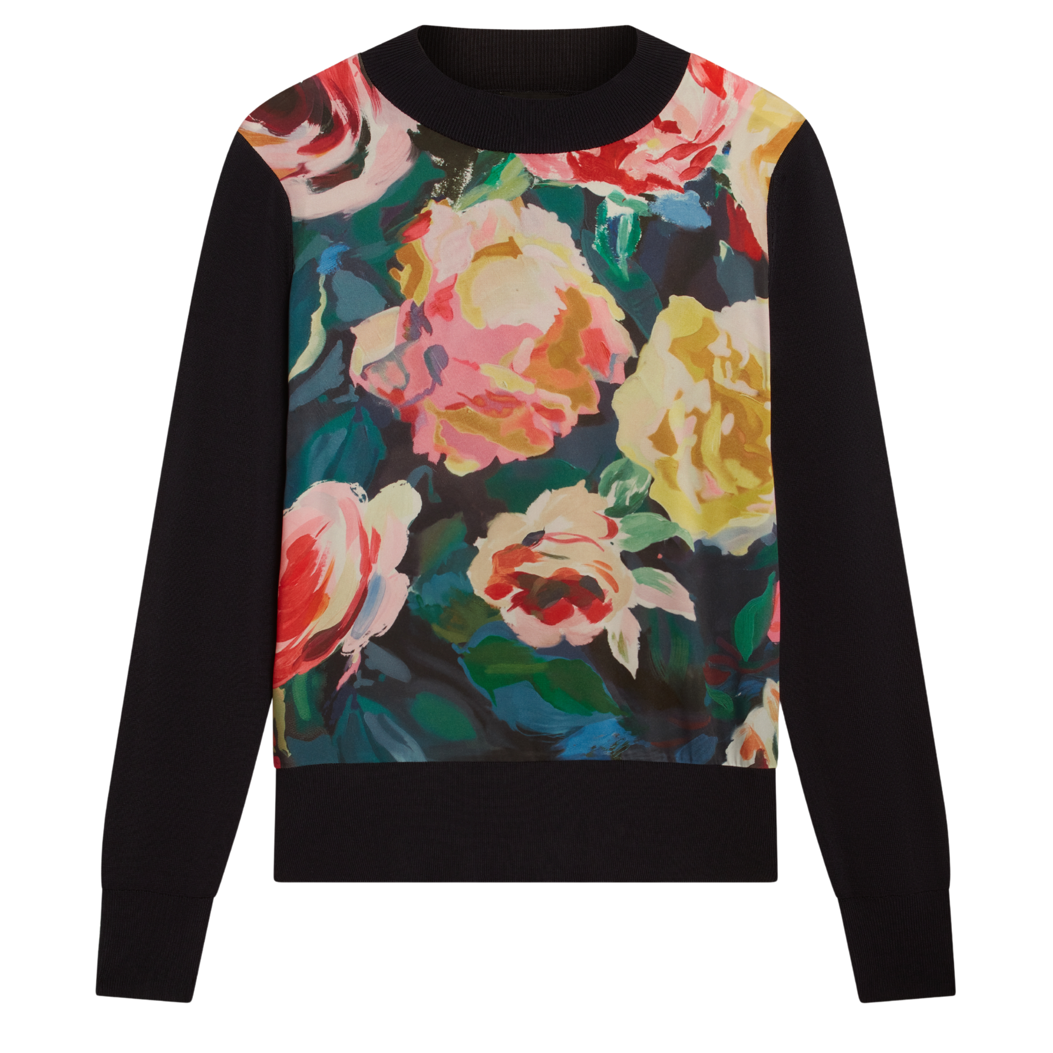 Womens Ted Baker Navy Remmiia Printed Woven Front Knitted Jumper