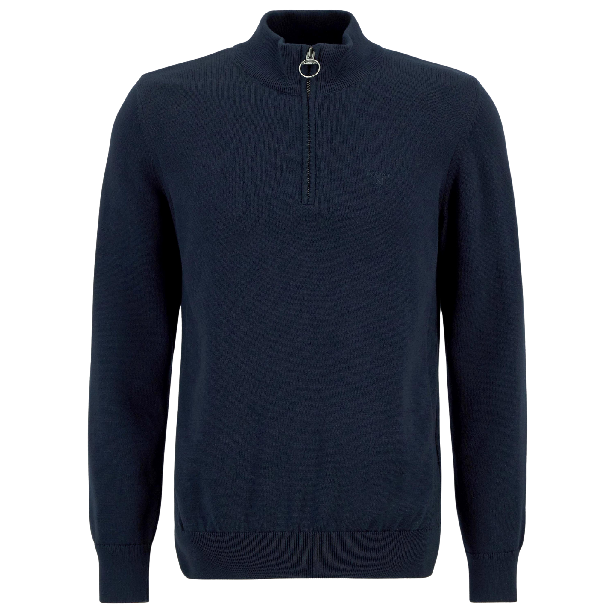 Mens Barbour Navy Cotton Half Zip Knitted Jumper