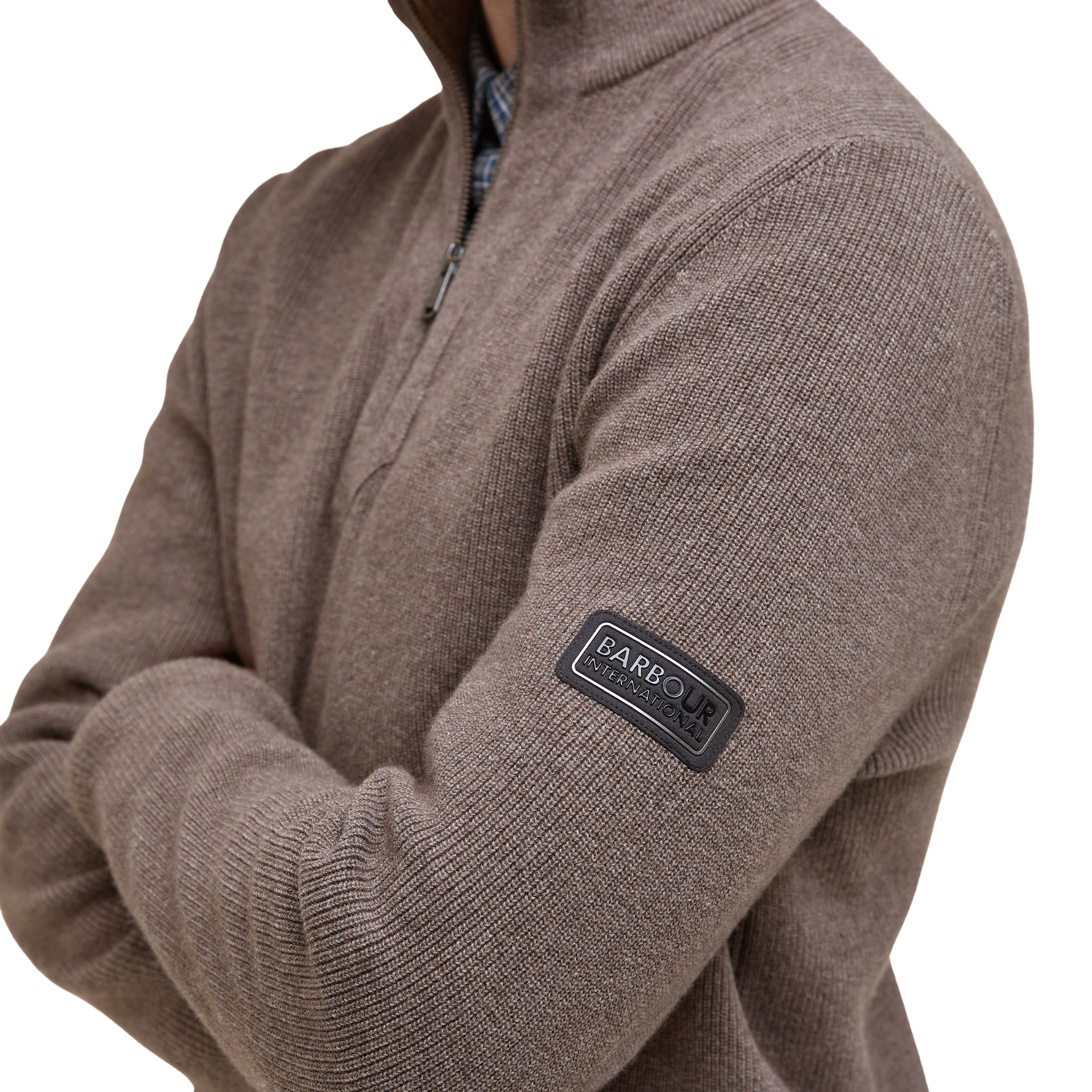 Mens Barbour International Brindle Crawley Funnel Neck Half Zip Knit