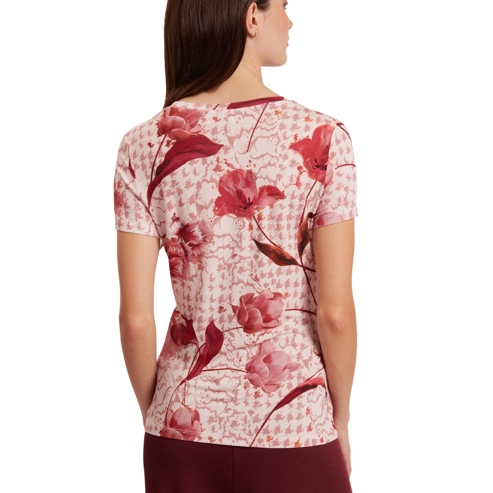 Womens Ted Baker Light Pink Sorrena Floral Printed Fitted S/s T Shirt