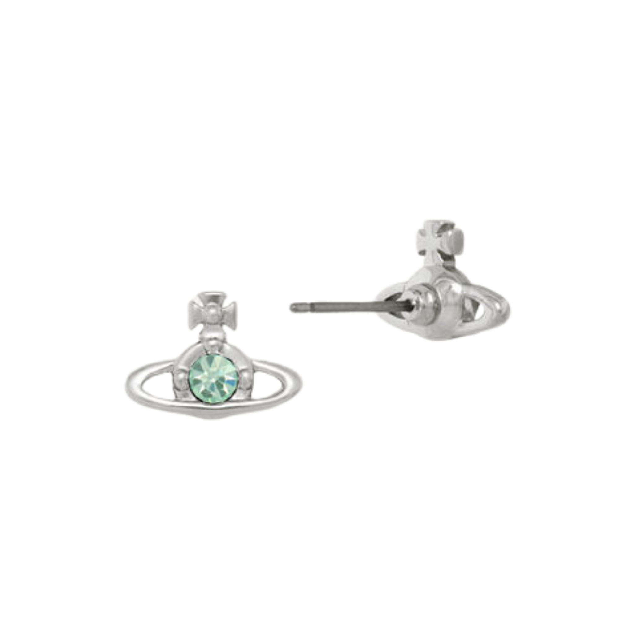 Vivienne Westwood Platinum/Chrysolite Nano Solitaire Earrings