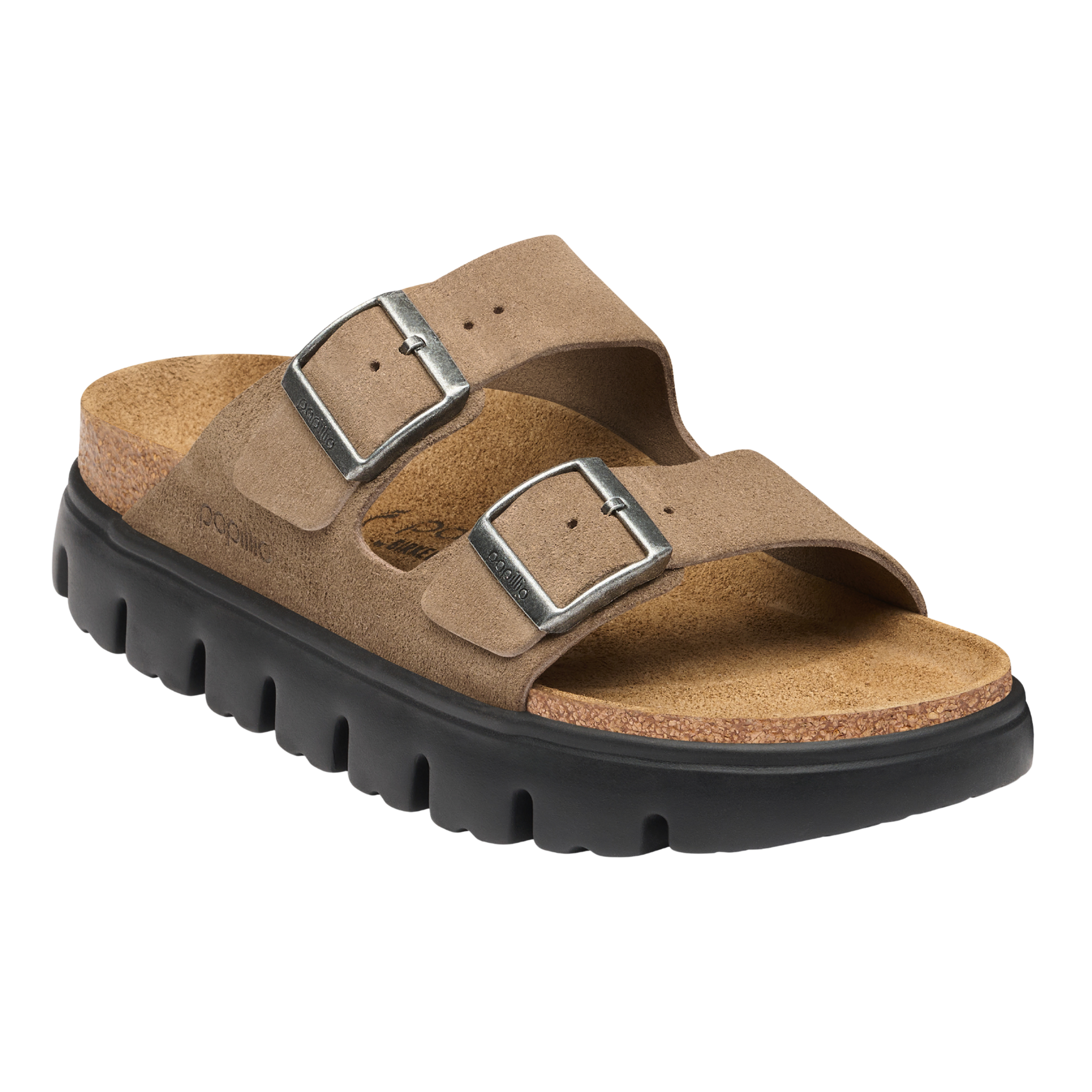 Womens Birkenstock Grey Taupe Arizona Chunky Suede Sandals