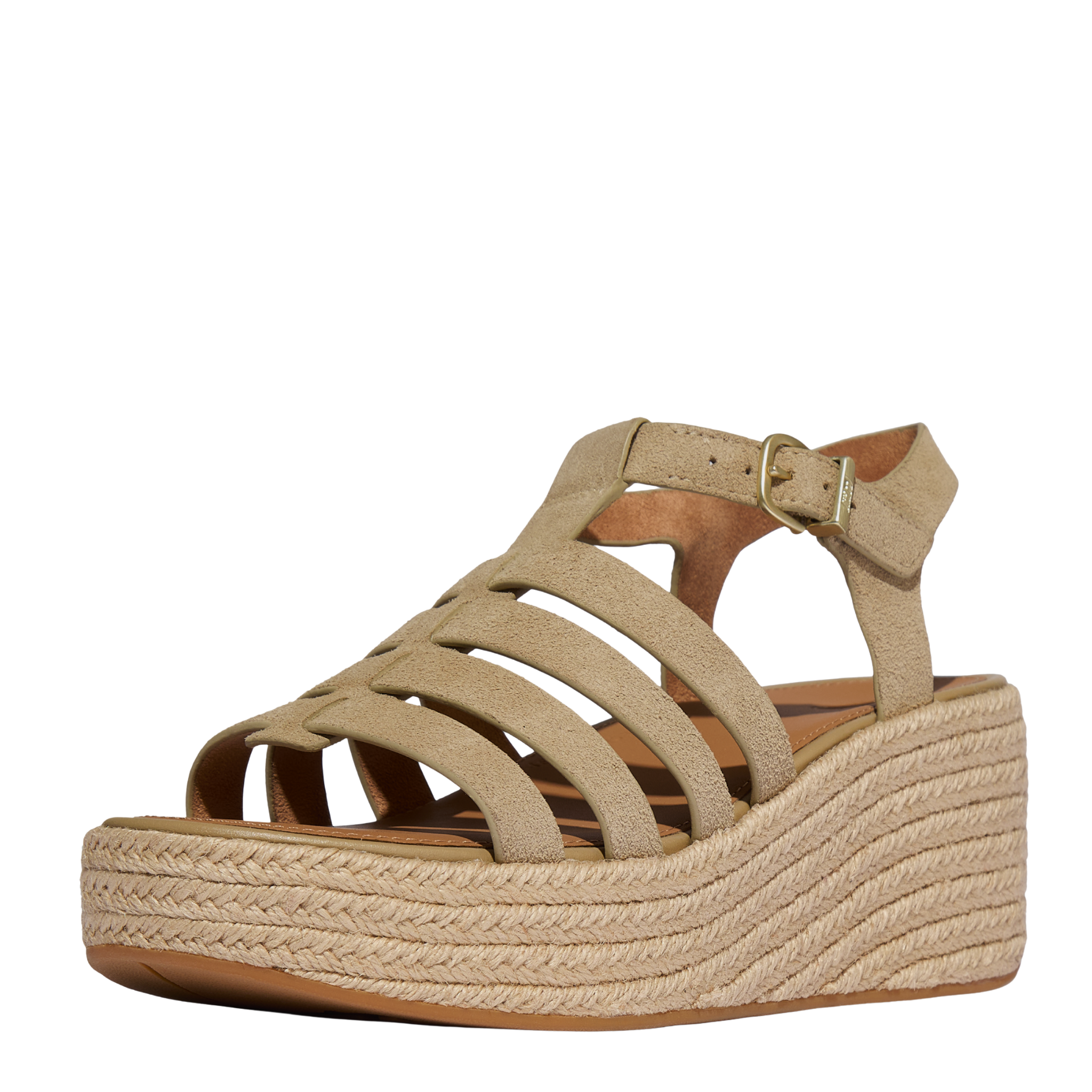 Womens FitFlop Cappuccino Suede Platfforms Fisherman Wedge Sandals