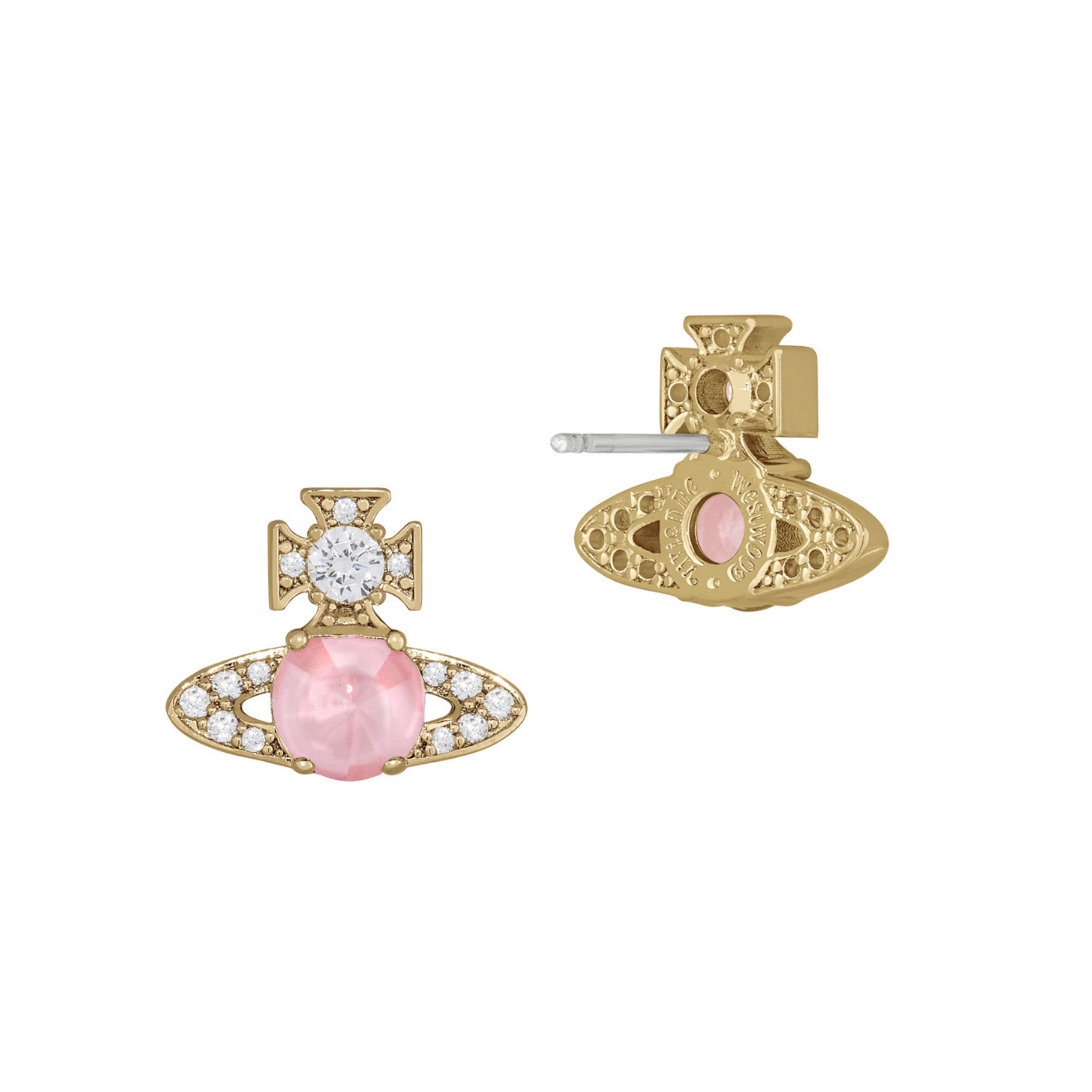 Vivienne Westwood Gold/Pink/White CZ Ondina Earrings