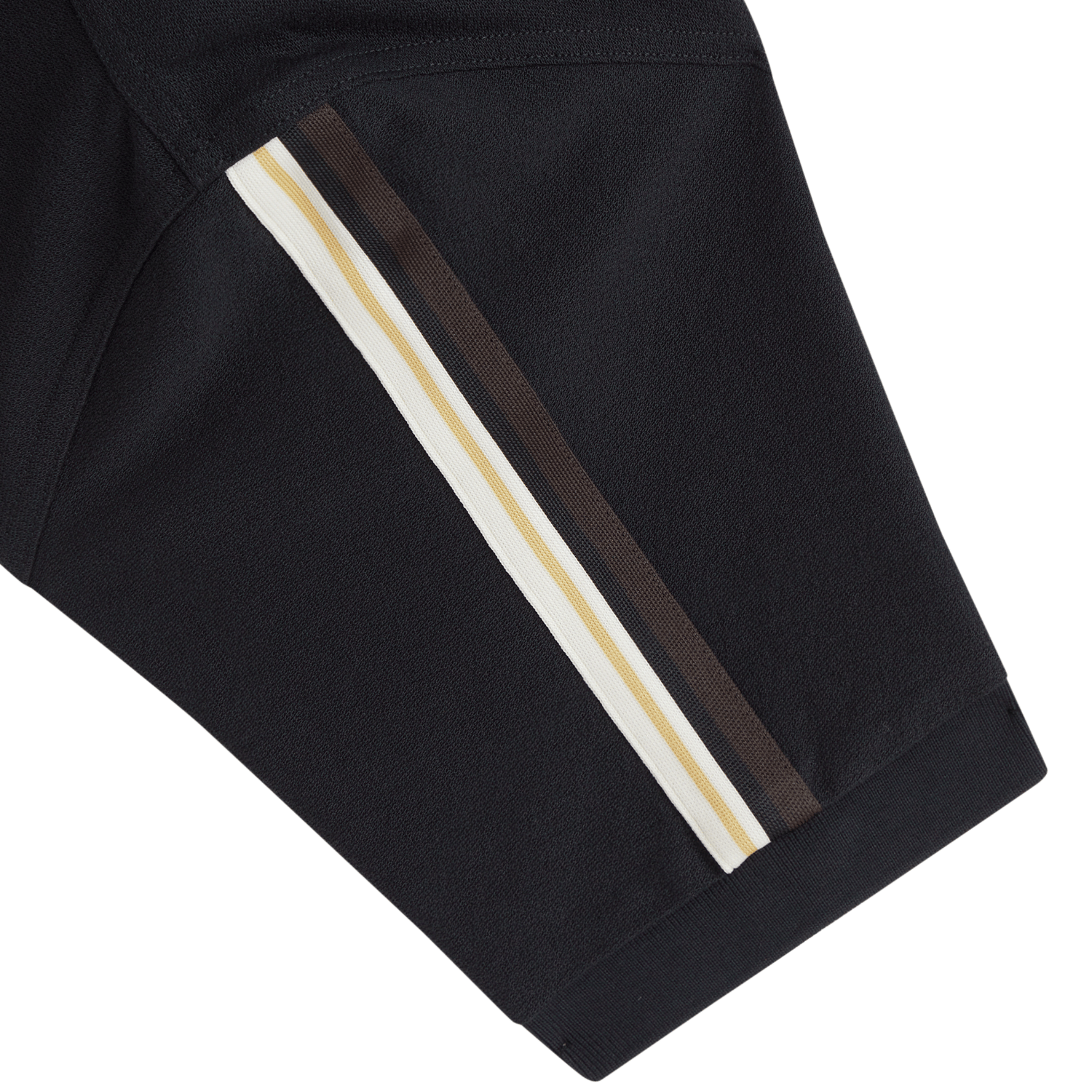 Mens Fred Perry Black Tipped Tape Zip Neck S/s Polo