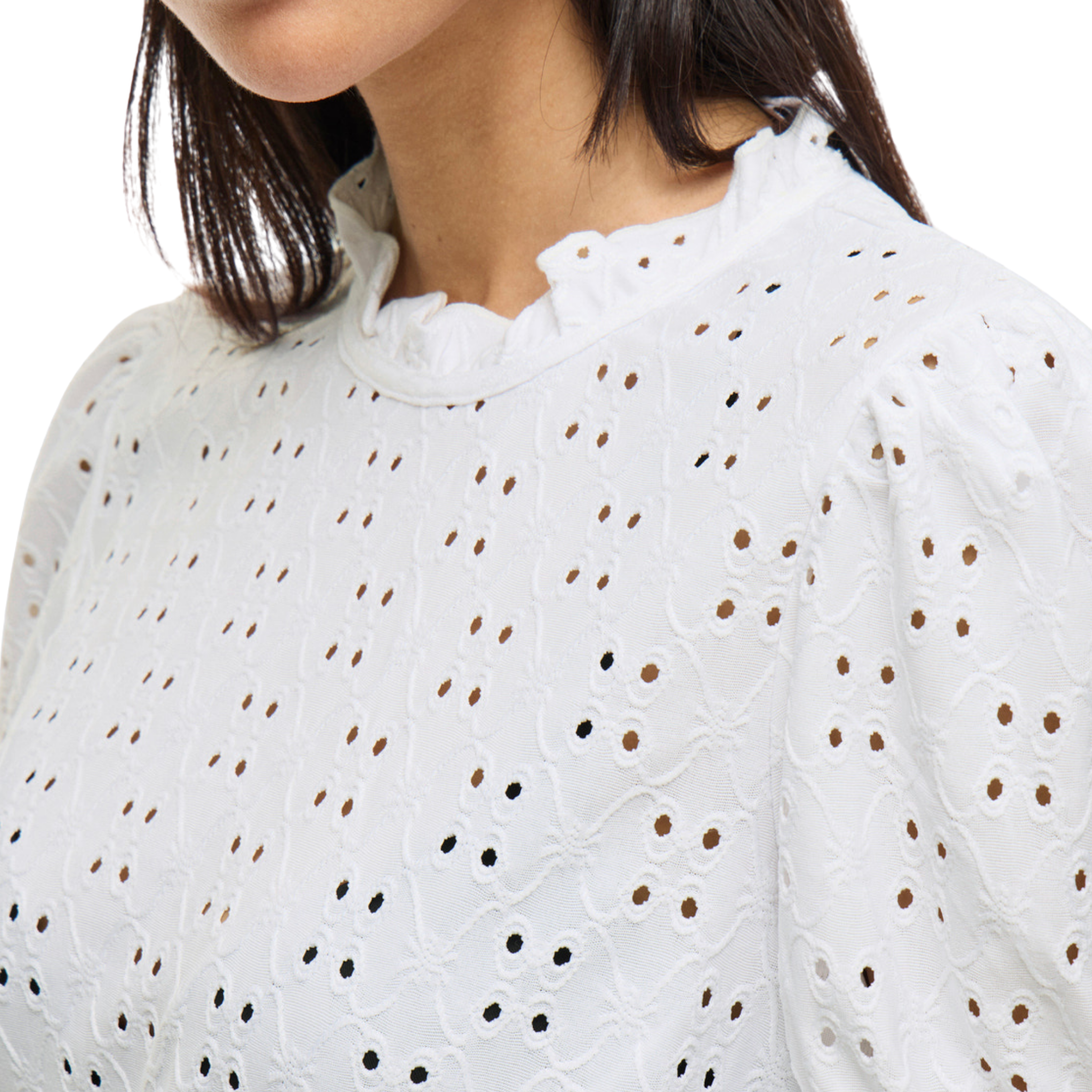 Womens Vila Optical Snow Vikawa Flounce S/s Top