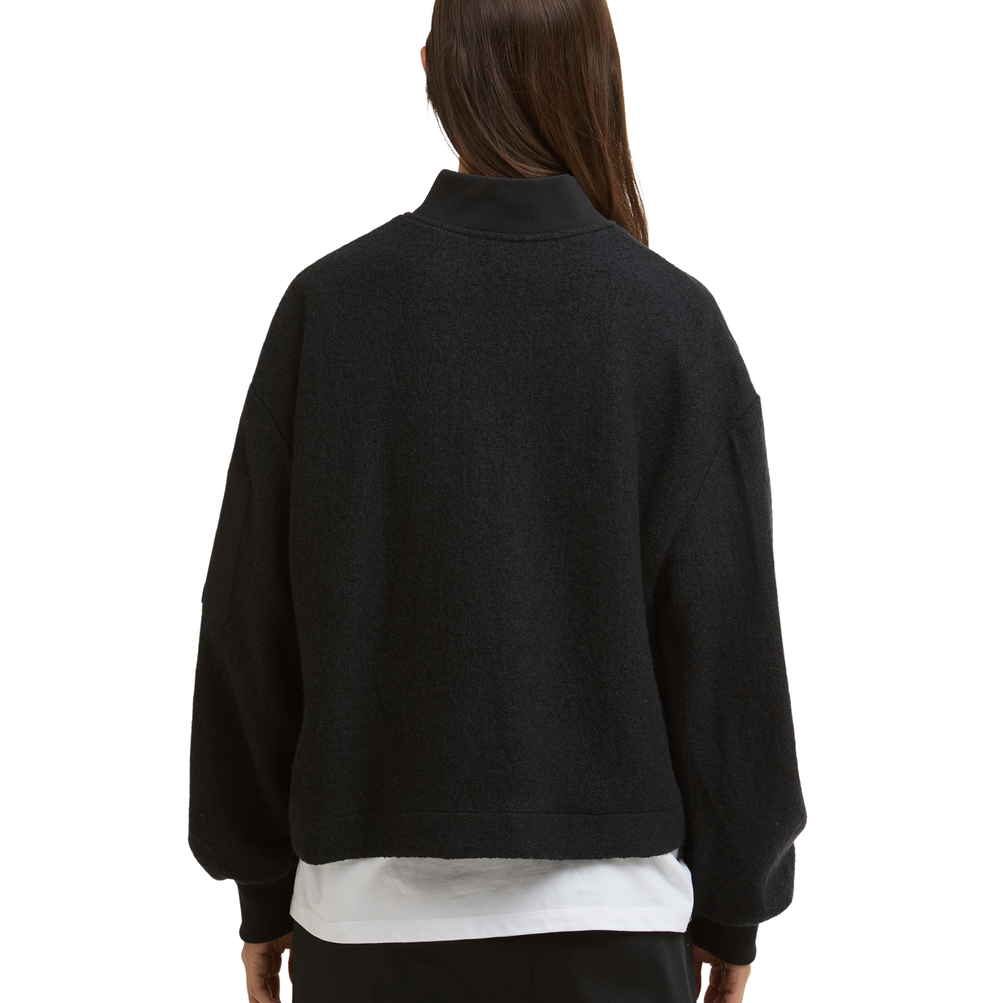 Womens Barbour International Black Monique Wool Bomber Jacket