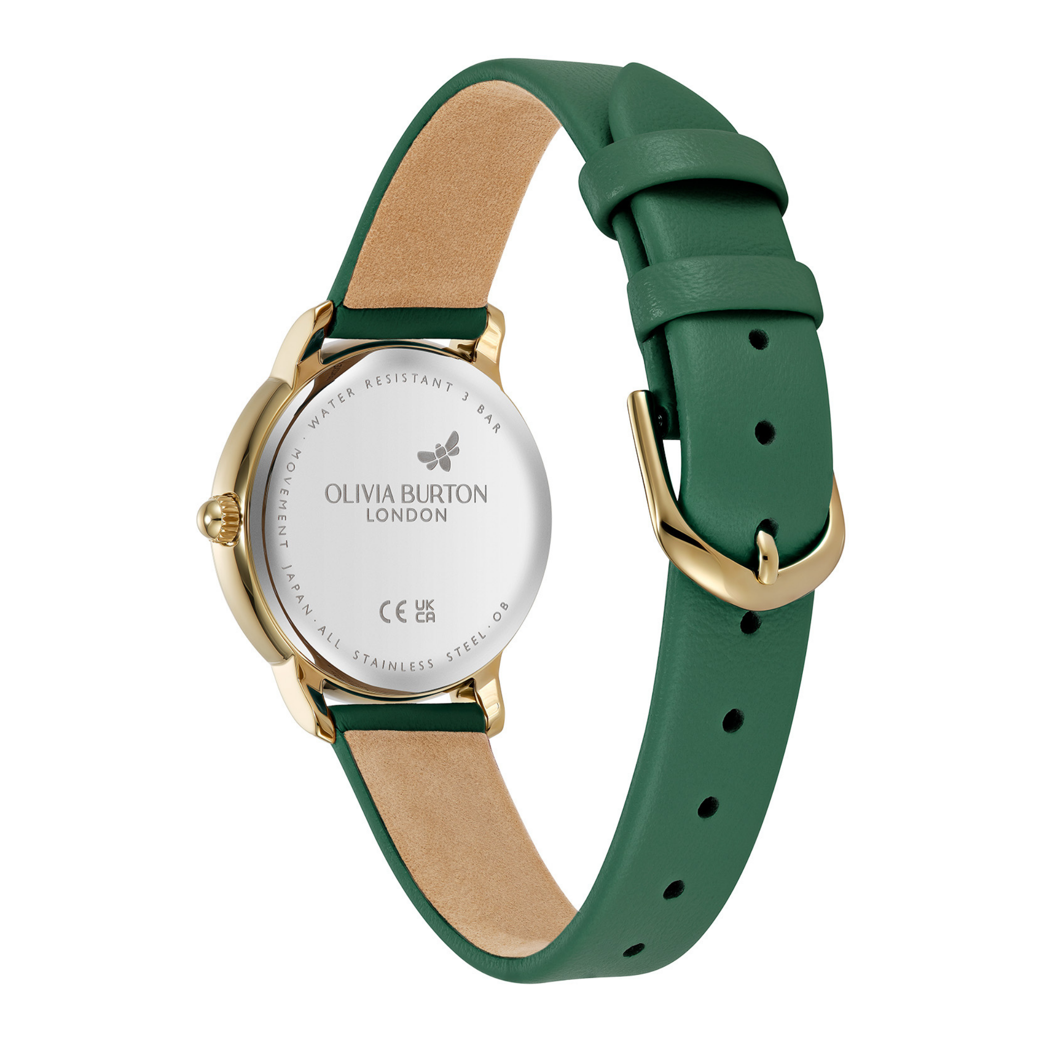 Womens Olivia Burton Gold/Deep Green Westbourne Leather Strap Watch