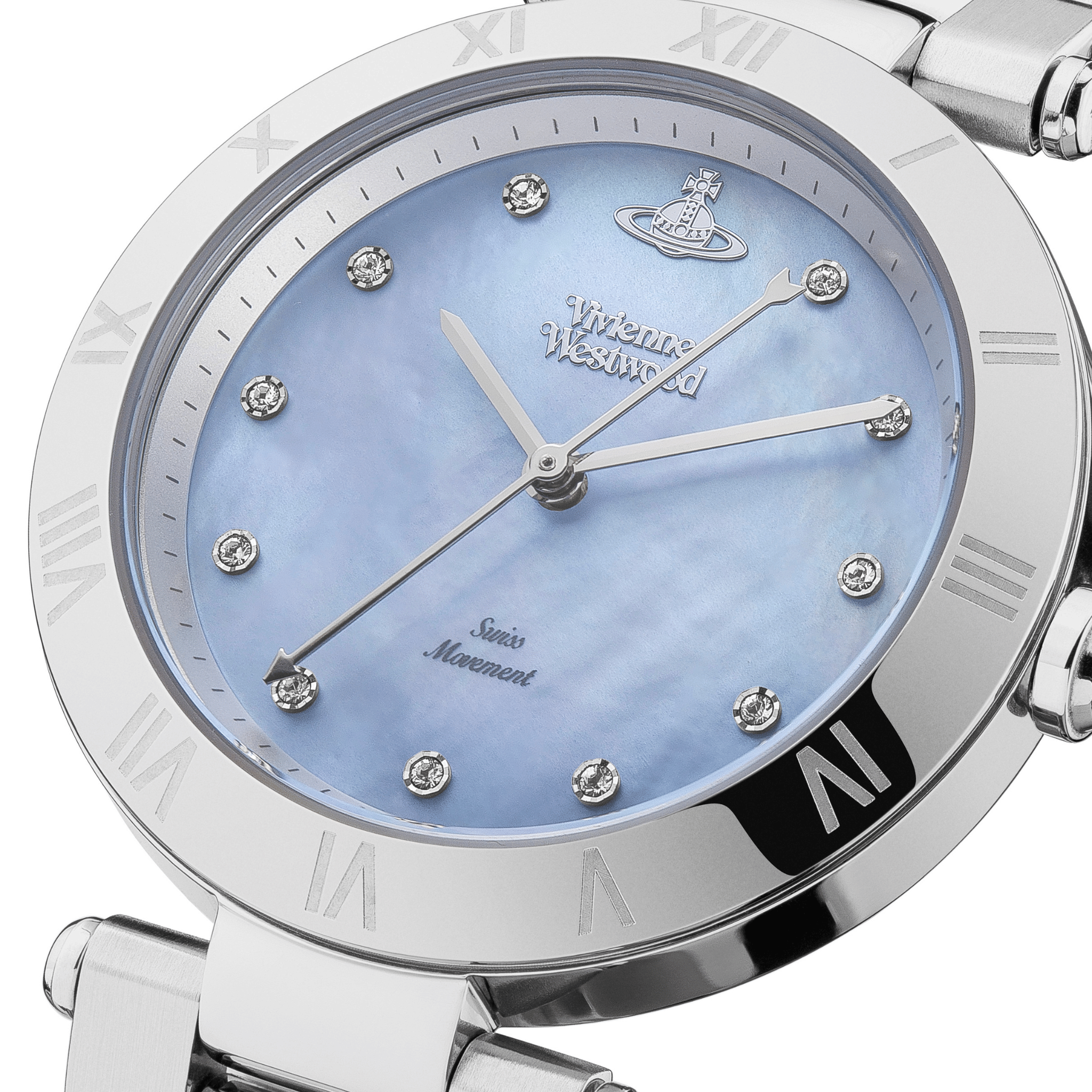 Womens Vivienne Westwood Silver/Blue Montagu Bracelet Watch