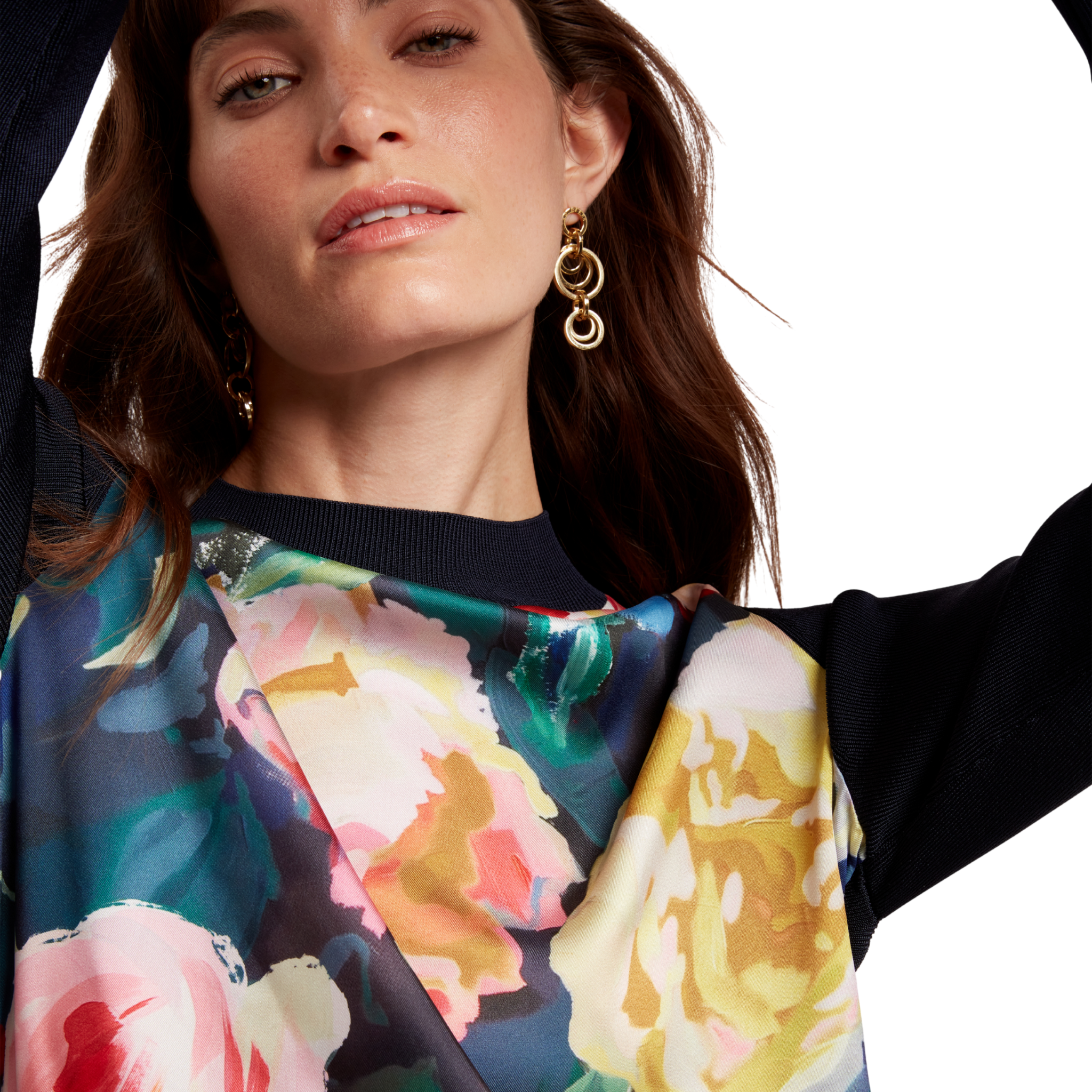 Womens Ted Baker Navy Remmiia Printed Woven Front Knitted Jumper