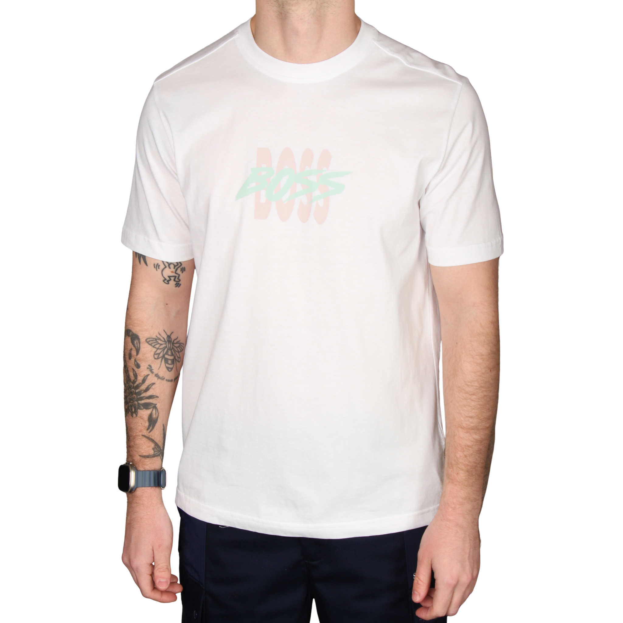 Mens BOSS White Te_Bass S/s T Shirt