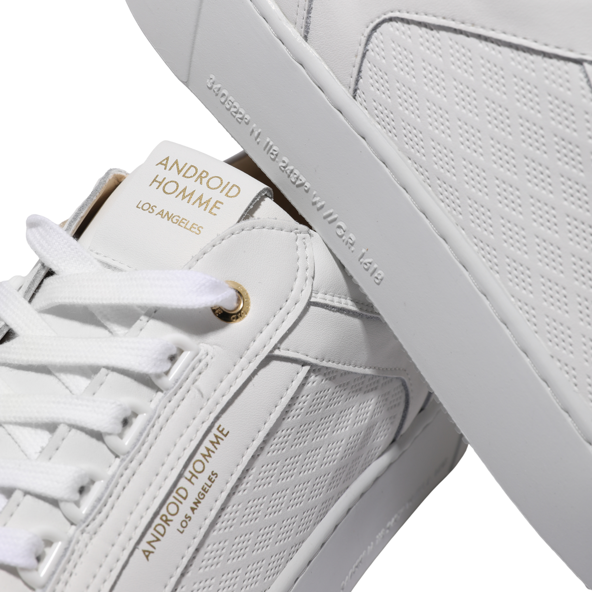 Mens Android Homme White Venice Diamond Perforated Trainers