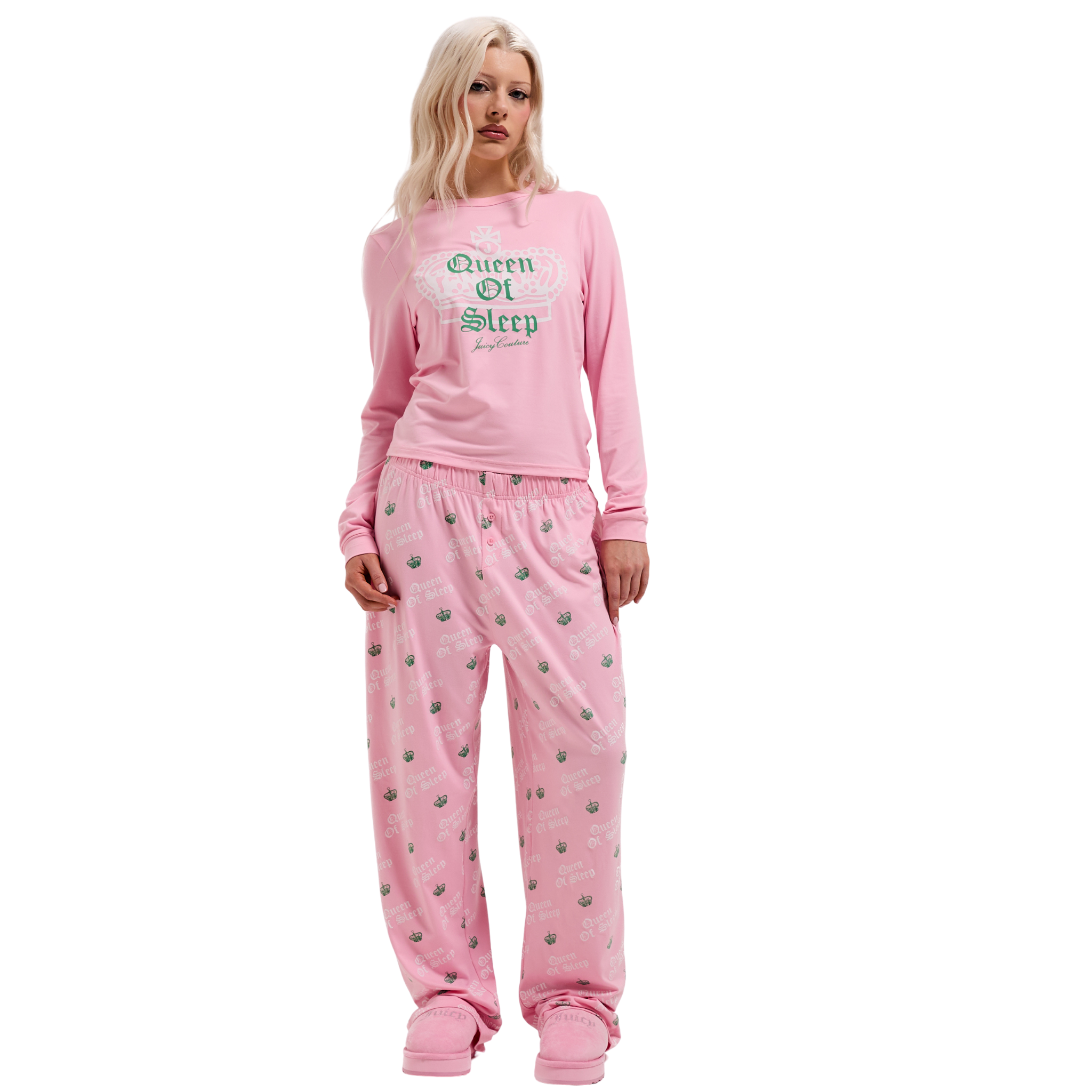 Womens Juicy Couture Pink Queen Of Sleep L/s Pyjama Set