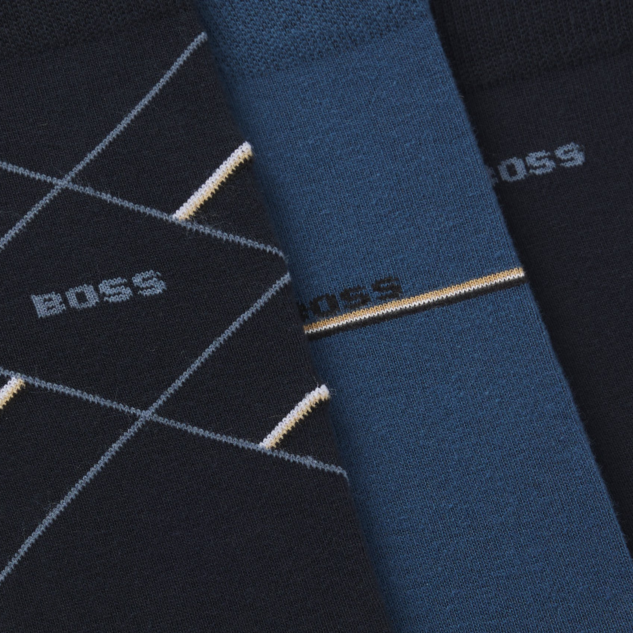 Mens BOSS Dark Blue 3PK Giftset Icon Socks