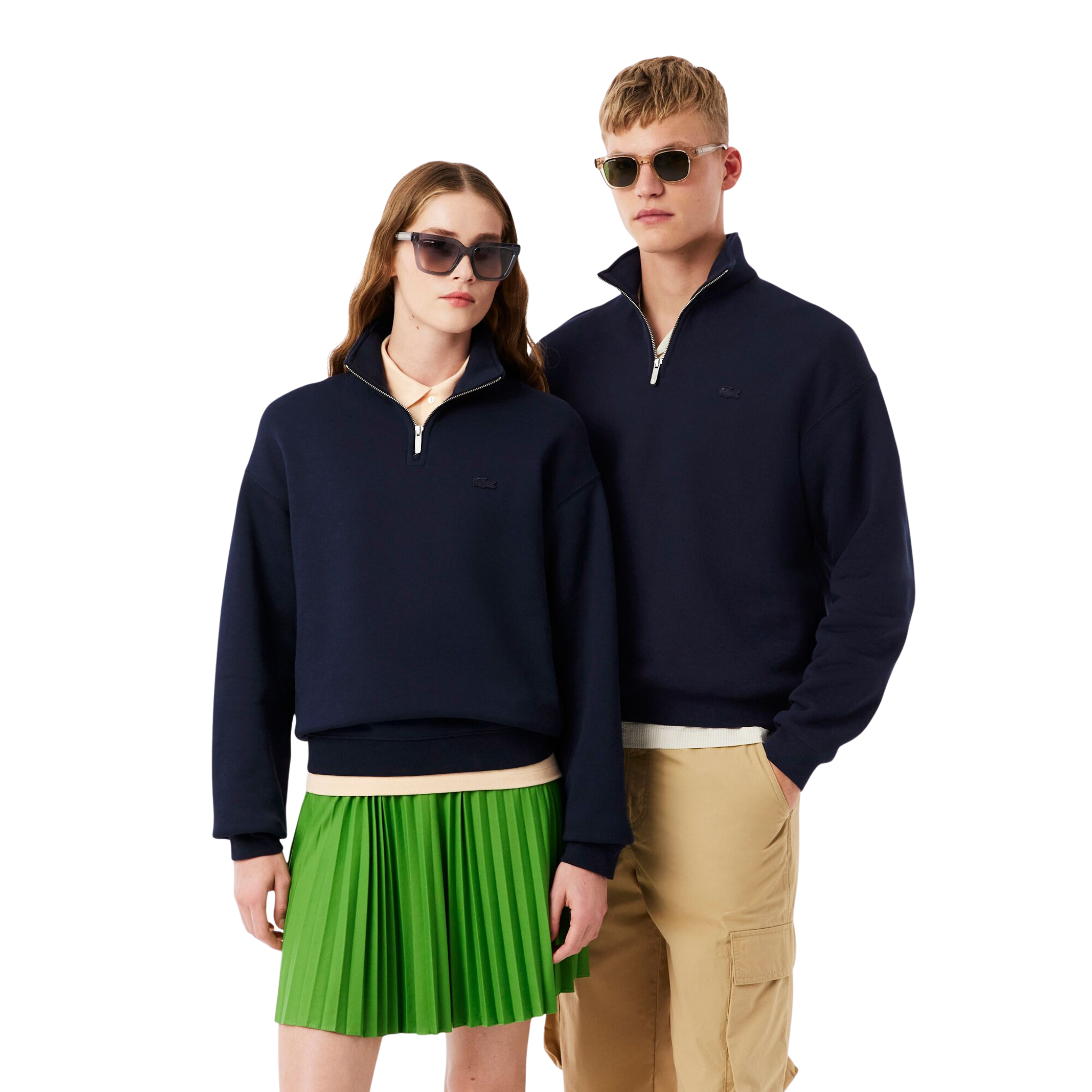 Mens Lacoste Navy Heavy Fleece Half Zip Sweatshirt