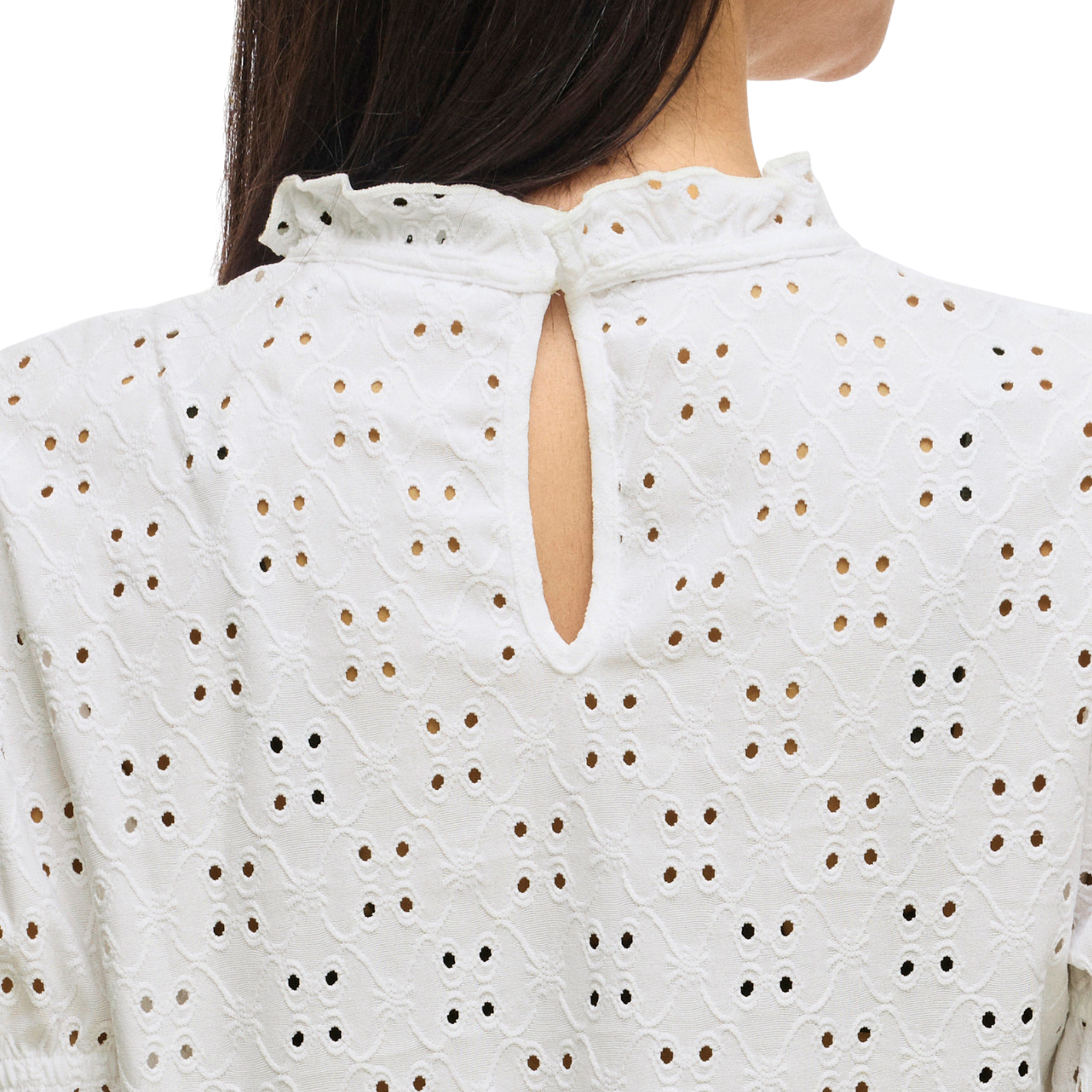 Womens Vila Optical Snow Vikawa Flounce S/s Top