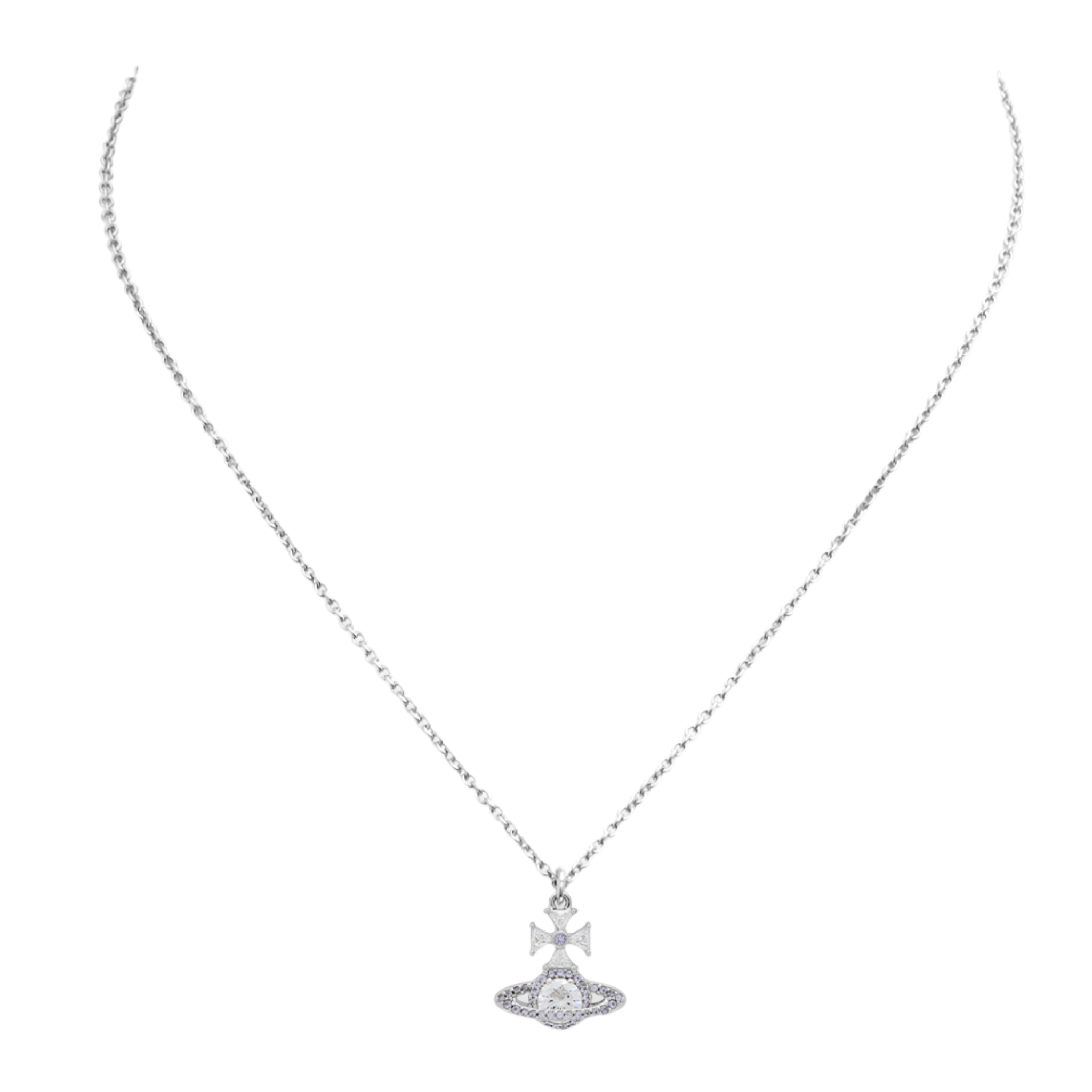 Vivienne Westwood Platinum/White/Lavender Mila Pendant Necklace