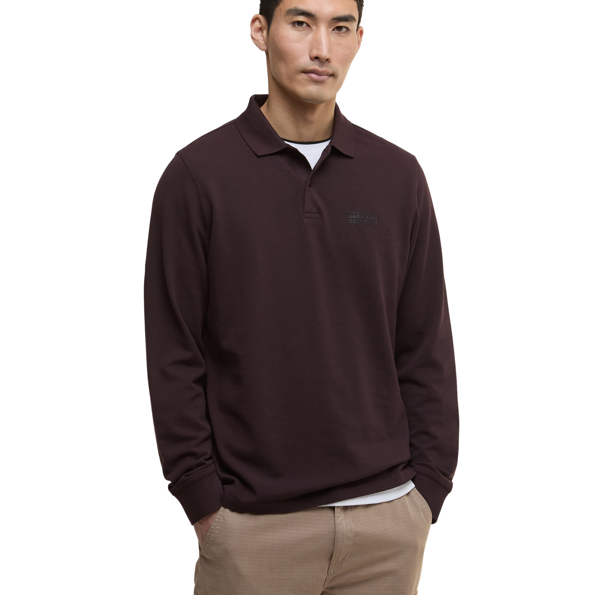 Mens Barbour International Java Red L/s Polo Shirt