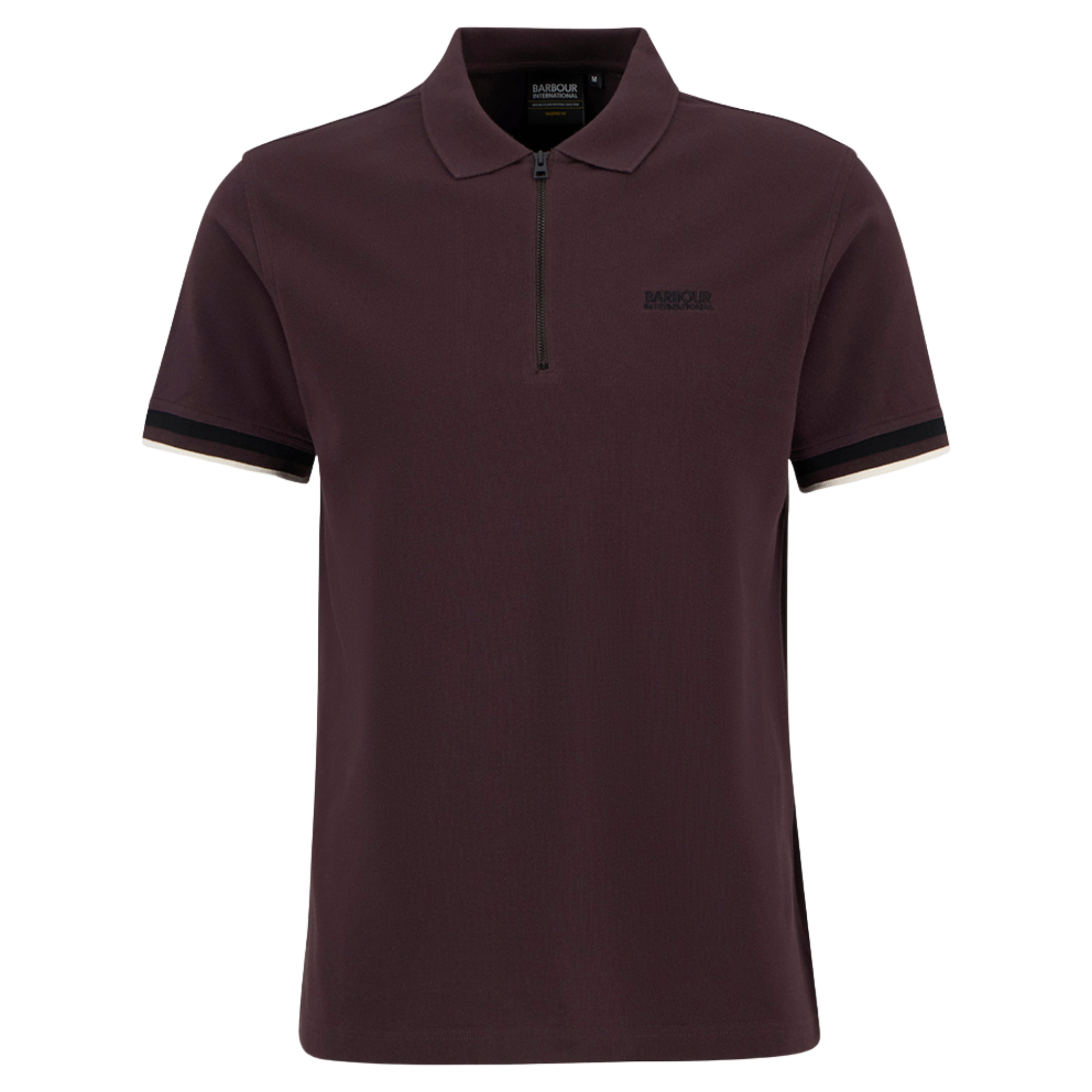 Mens Barbour International Java Red Buxton Zip Neck S/s Polo