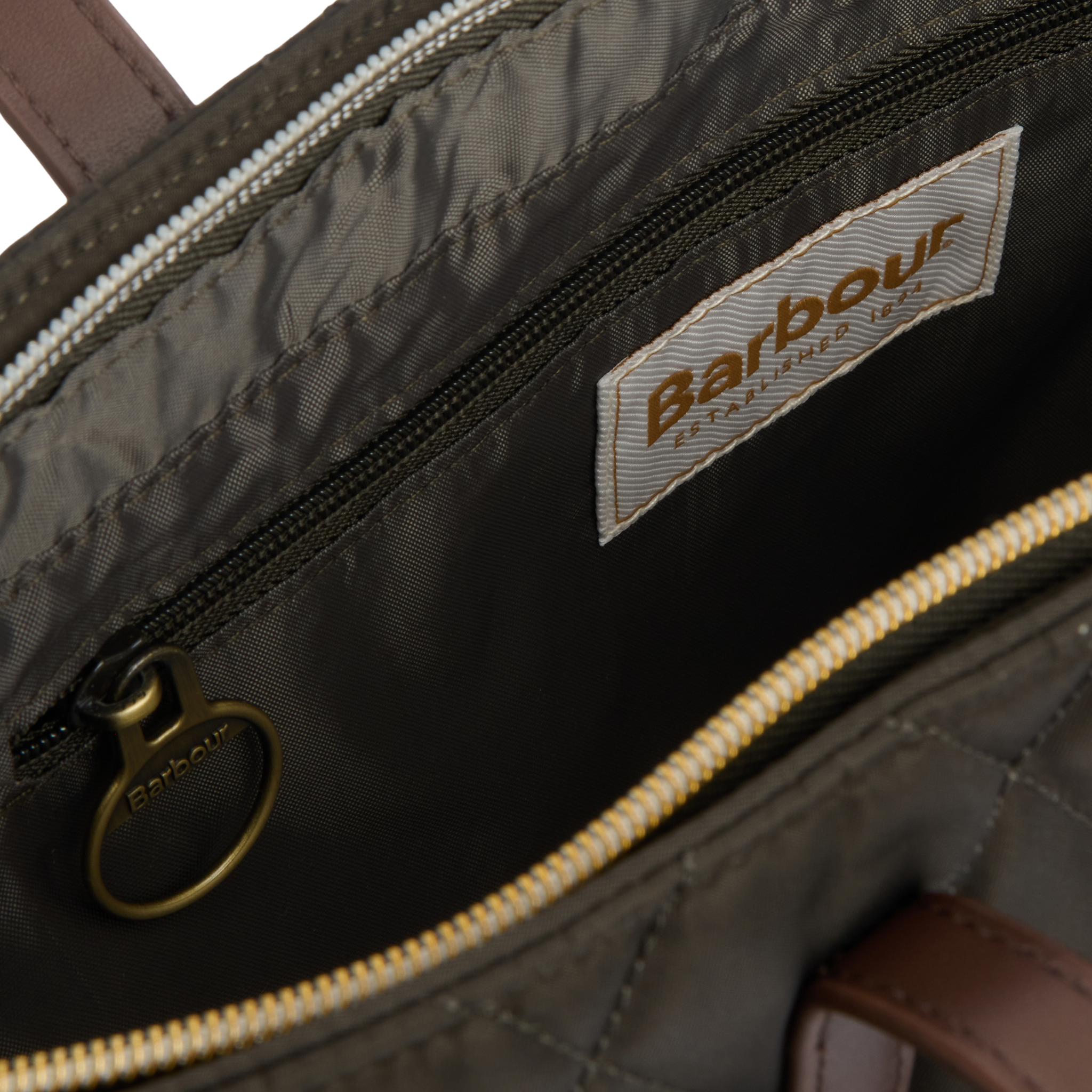 Womens Barbour Olive Quilted Tote Bag