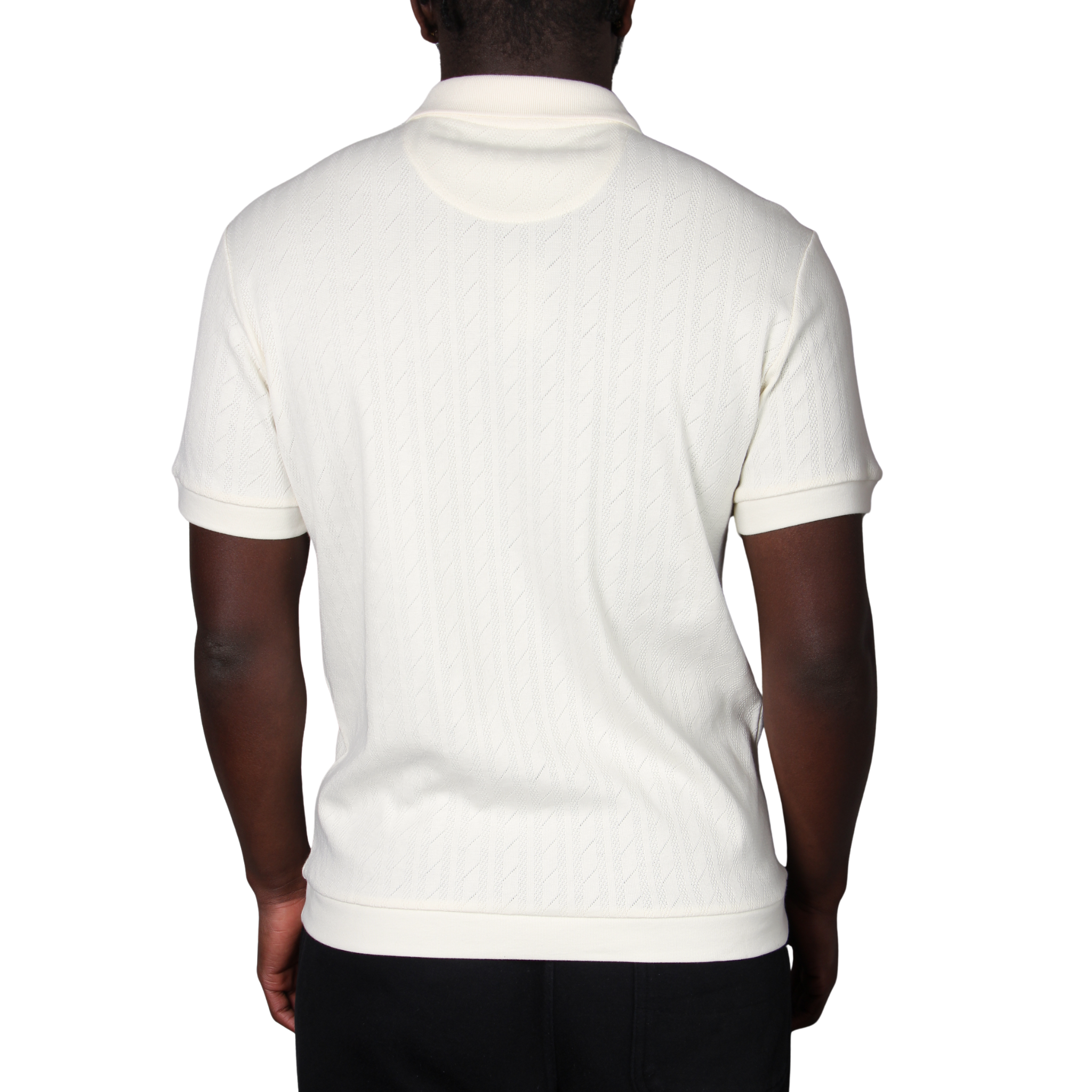 Mens Remus Uomo Cream Flat Cable Knit Jersey S/s Polo Shirt