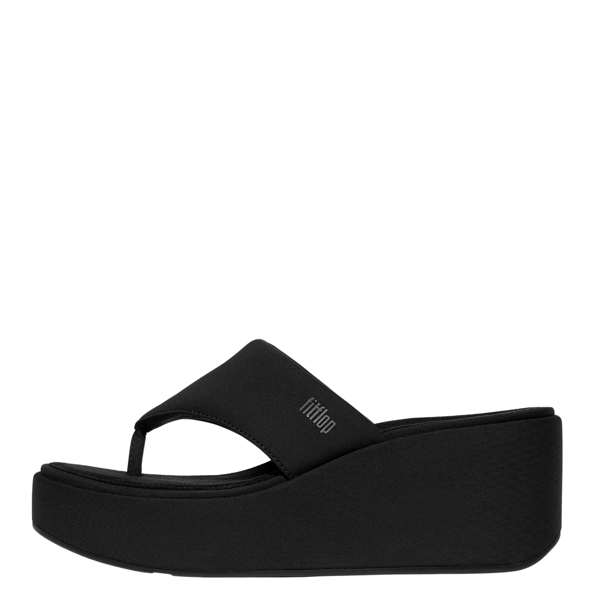 Womens FitFlop Black Platfforms Wedge Toe-Post Sandals