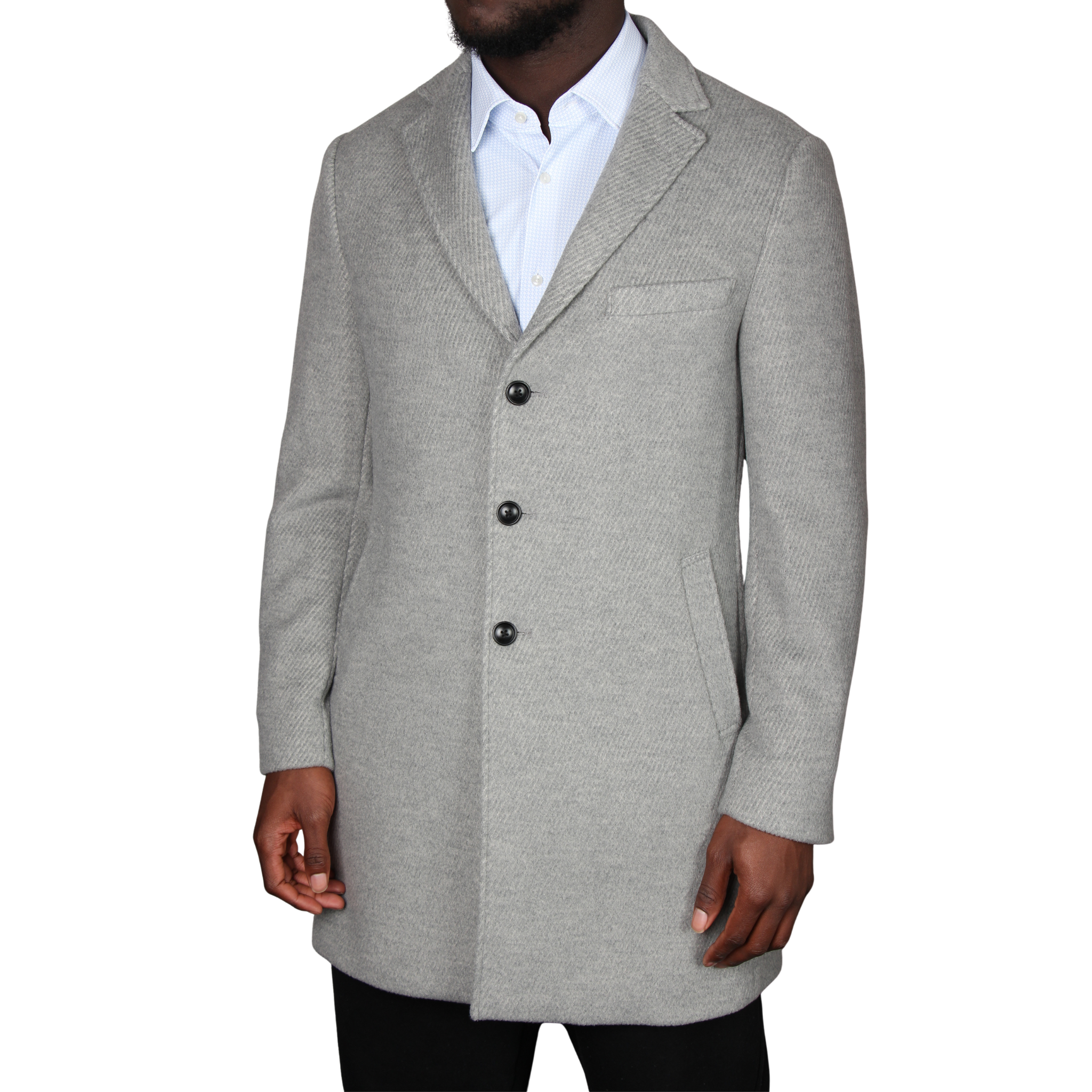 Mens SEINSE Perla Grey Tailored Overcoat