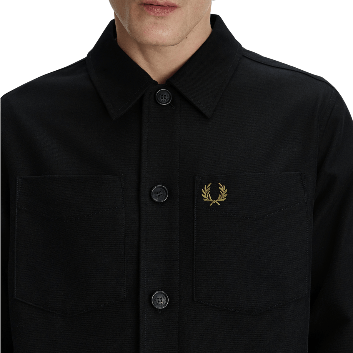 Mens Fred Perry Navy Brushed Twill Overshirt