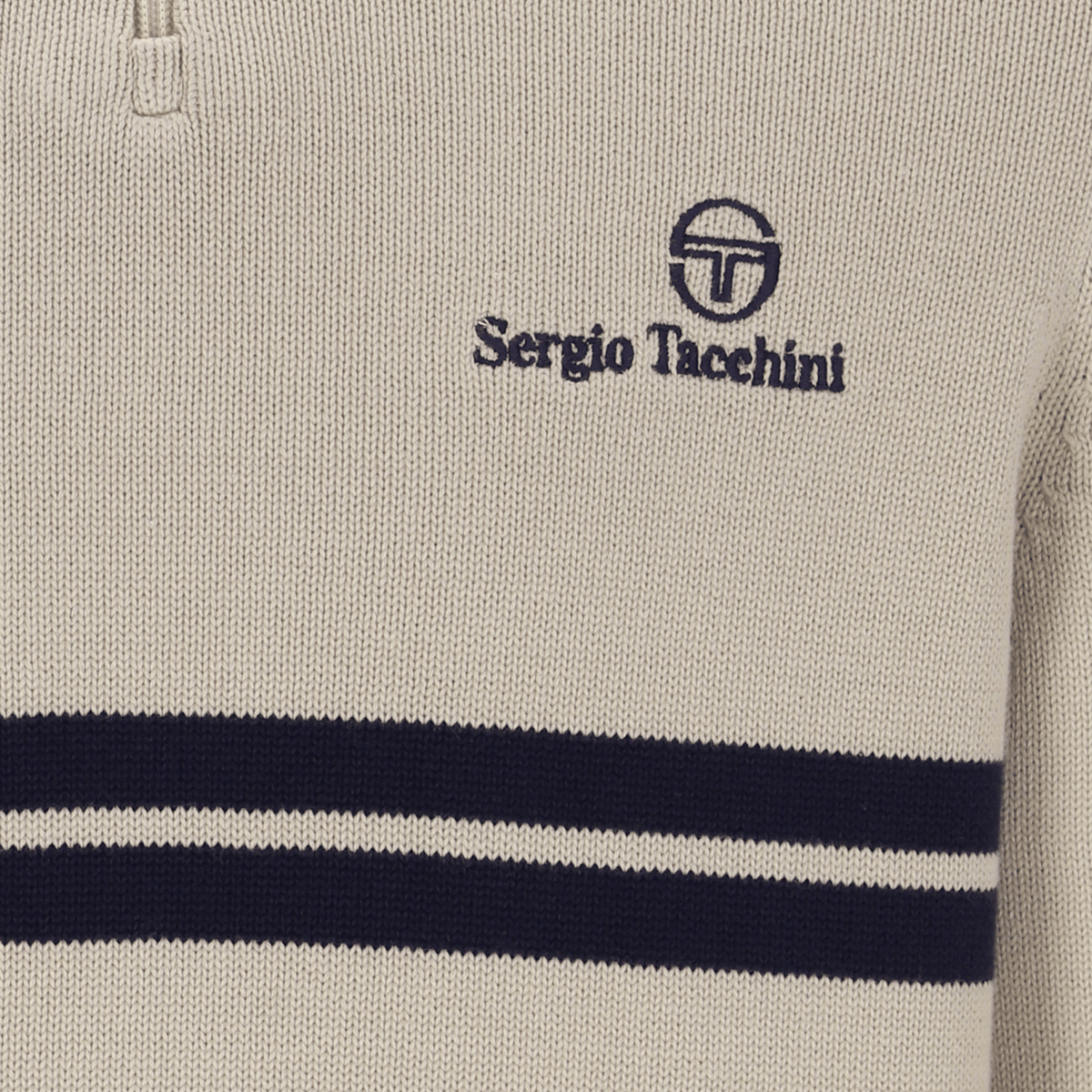 Mens Sergio Tacchini Peyote/Maritime Blue New Dallas 1/4 Zip Knit
