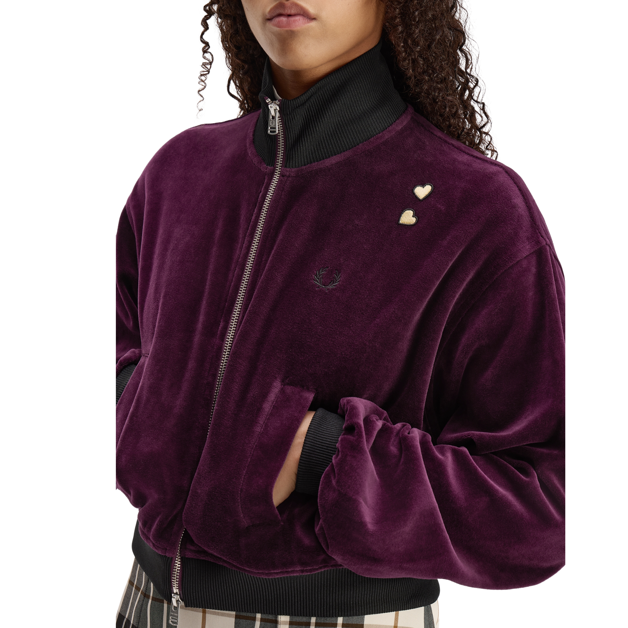 Womens Fred Perry x AW Plum Velour Track Jacket