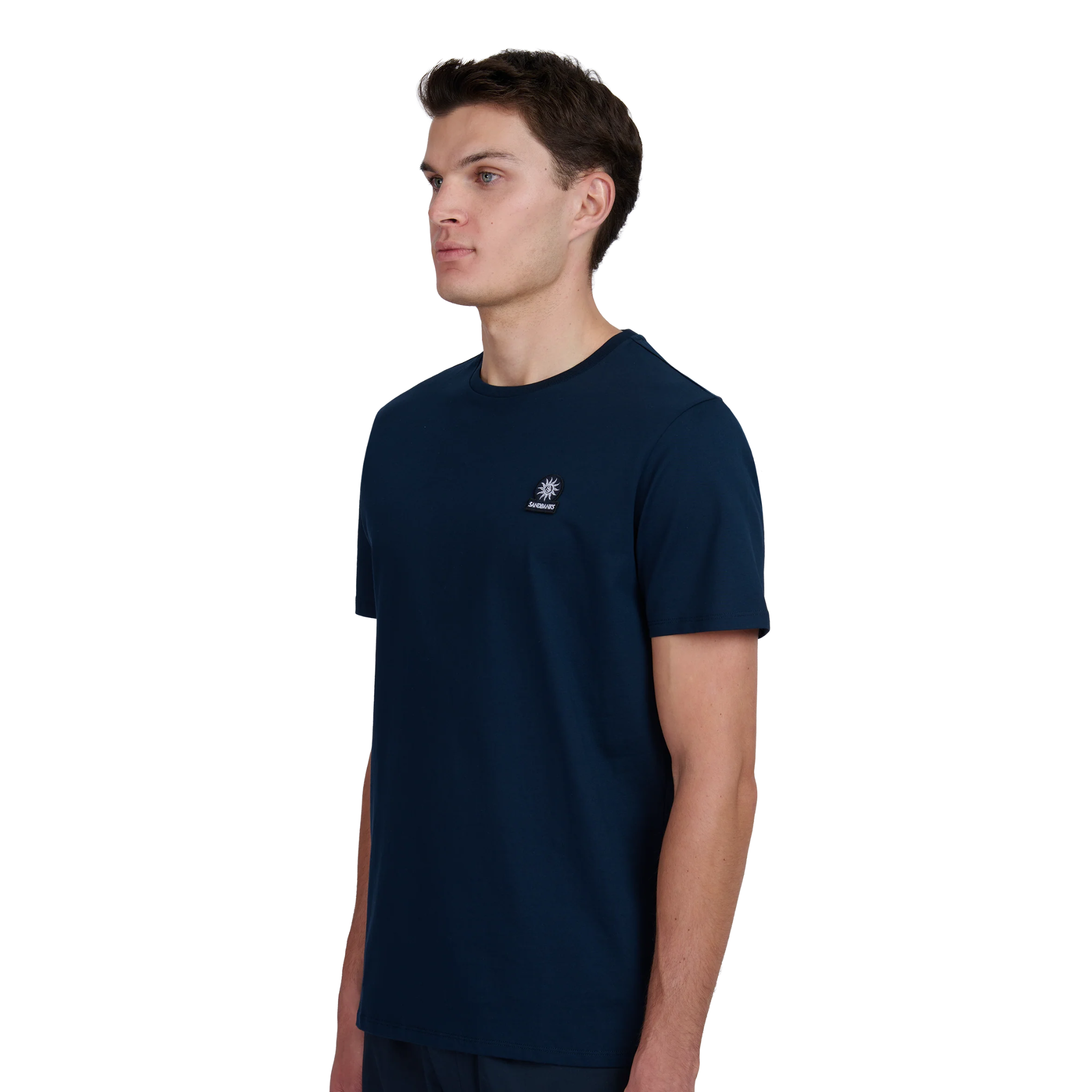 Mens Sandbanks Navy Mercerised Badge S/s T Shirt