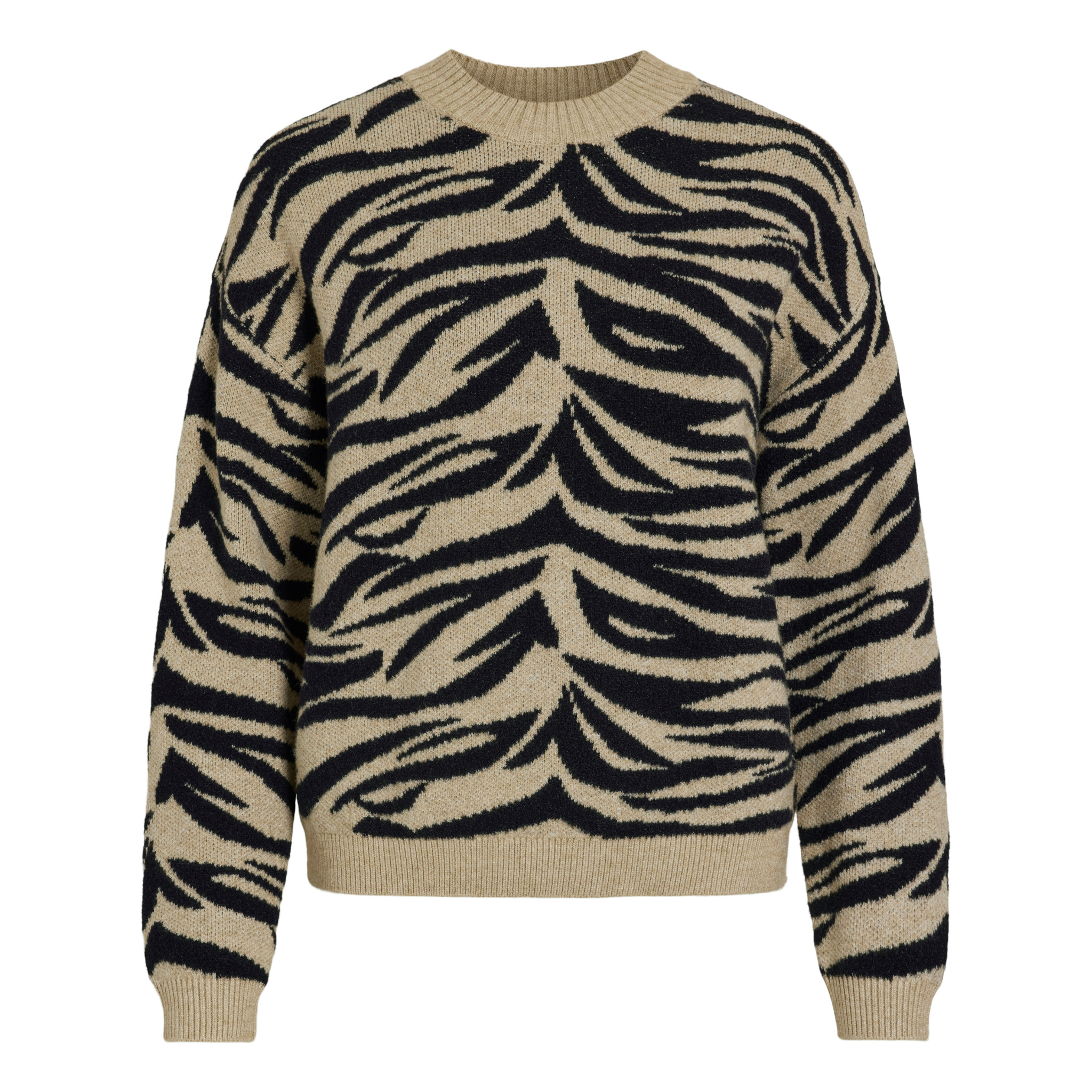 Womens Vila Black/Natural Vifeama Jacquard Knit Jumper