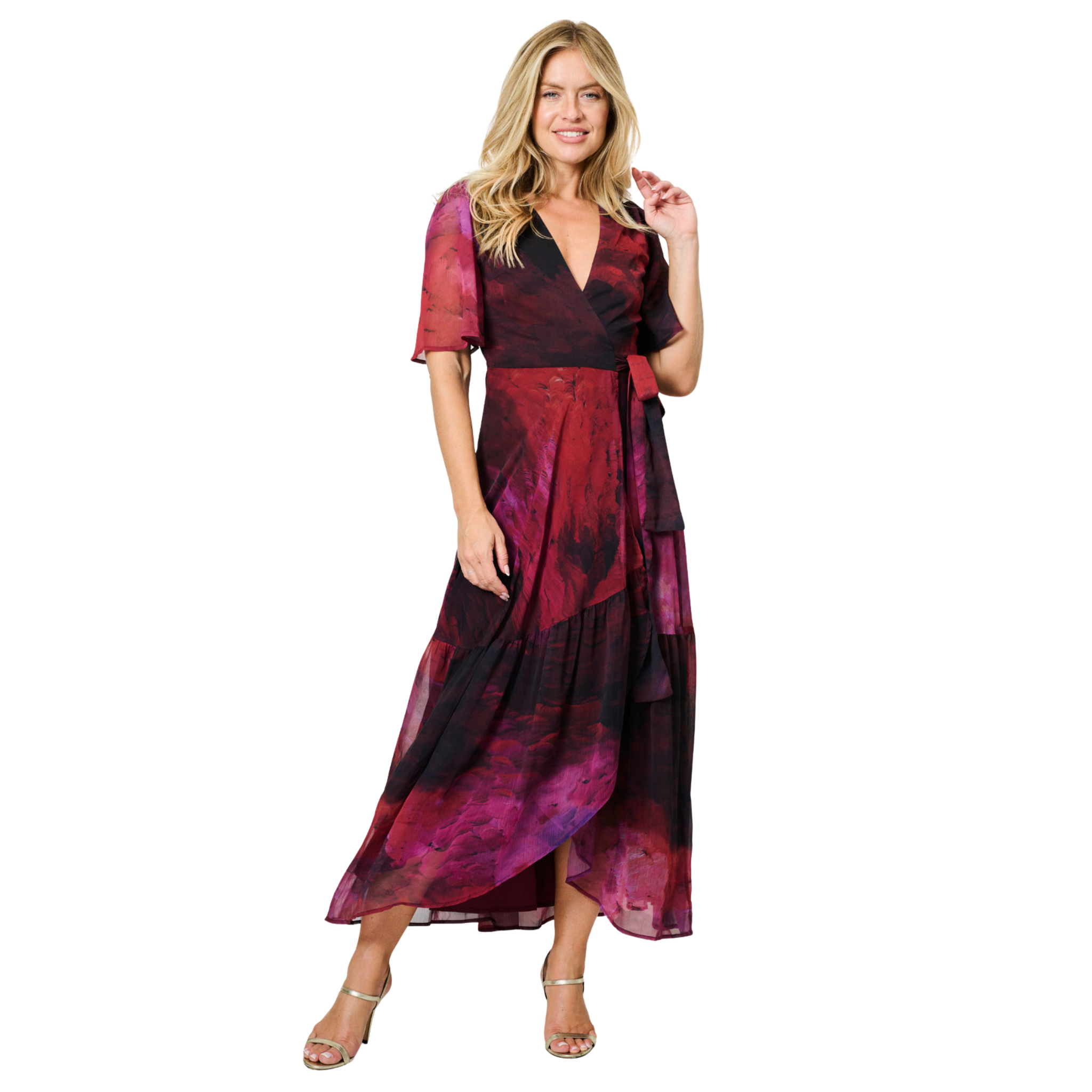 Womens Hope & Ivy Dark Pink The Gaia Wrap Dress