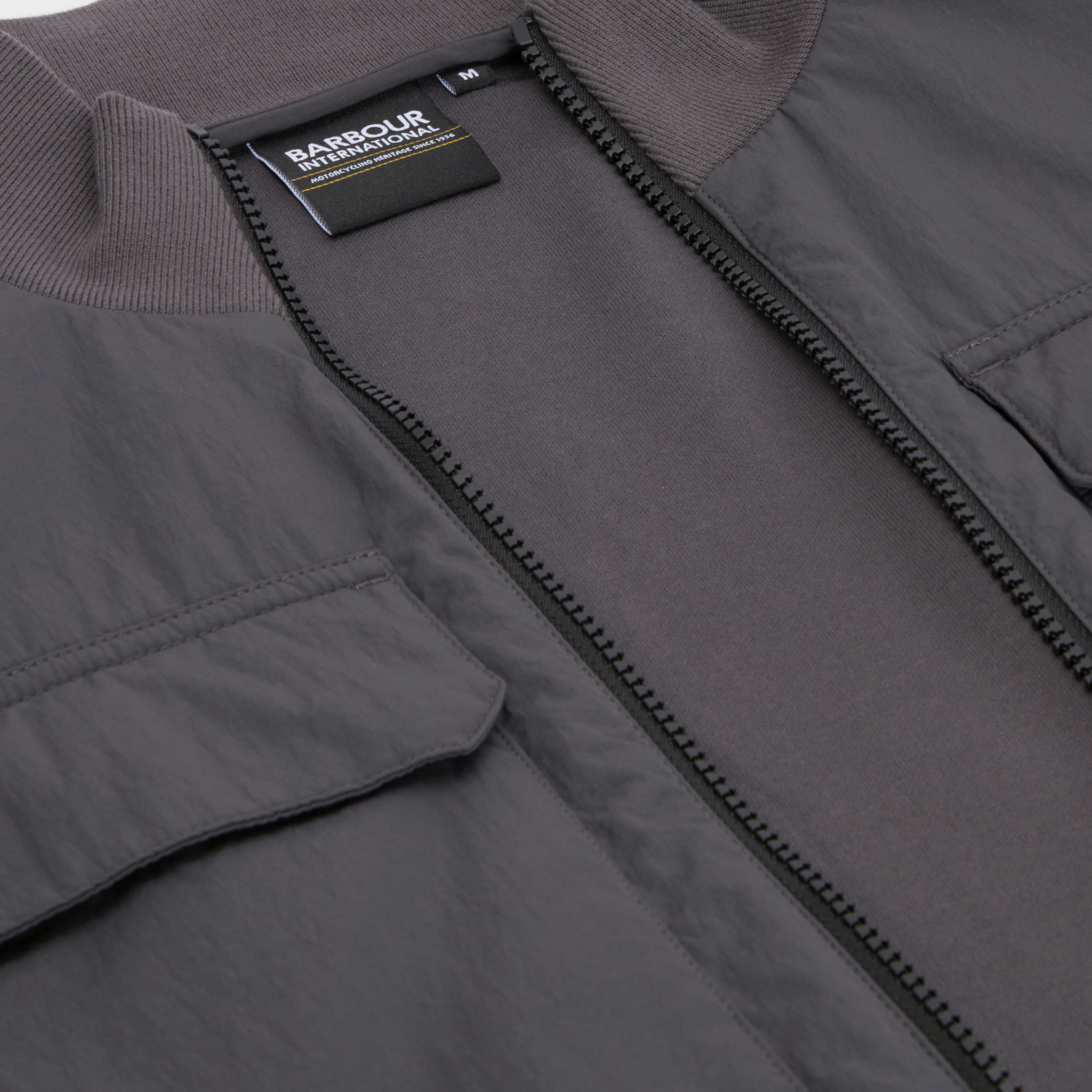 Mens Barbour International Charcoal Ethan Quilted Sweat Jacket