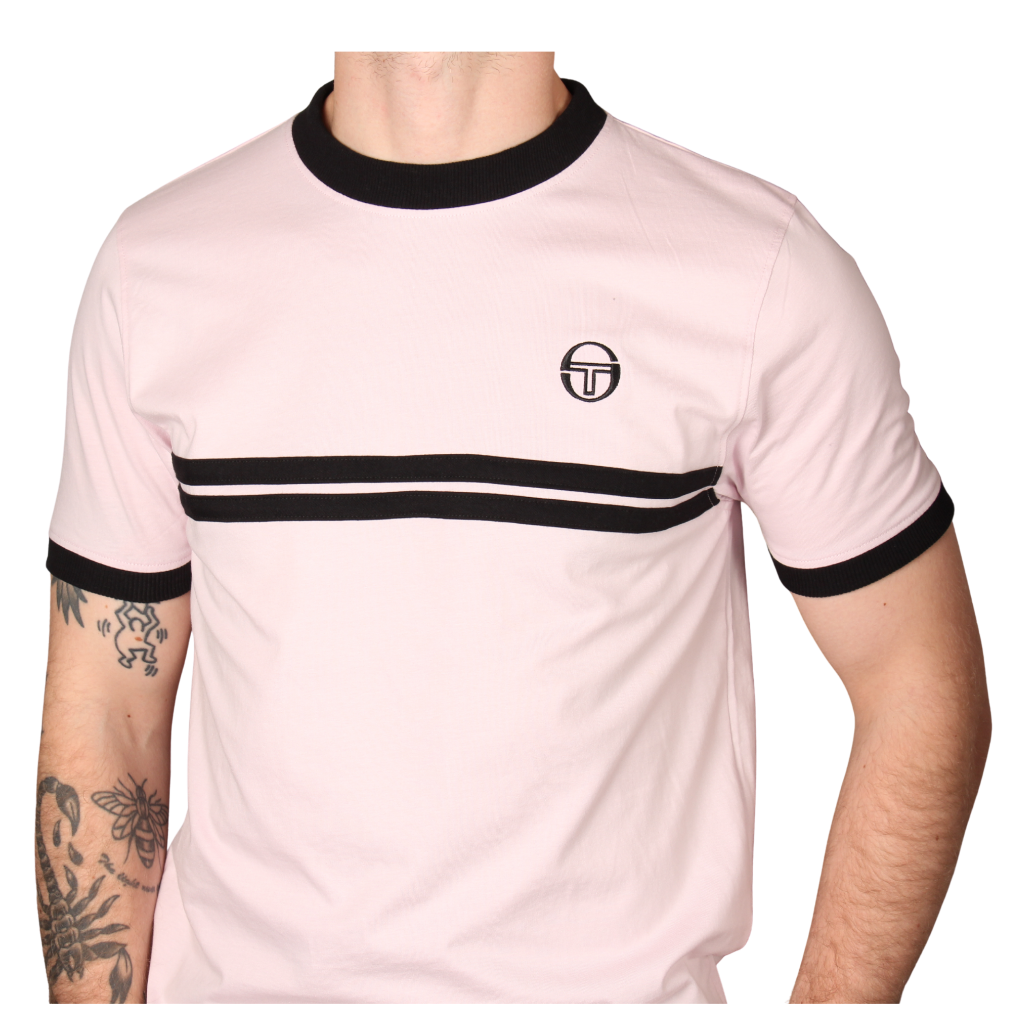 Mens Sergio Tacchini Light Lilac/Black Supermac S/s T Shirt
