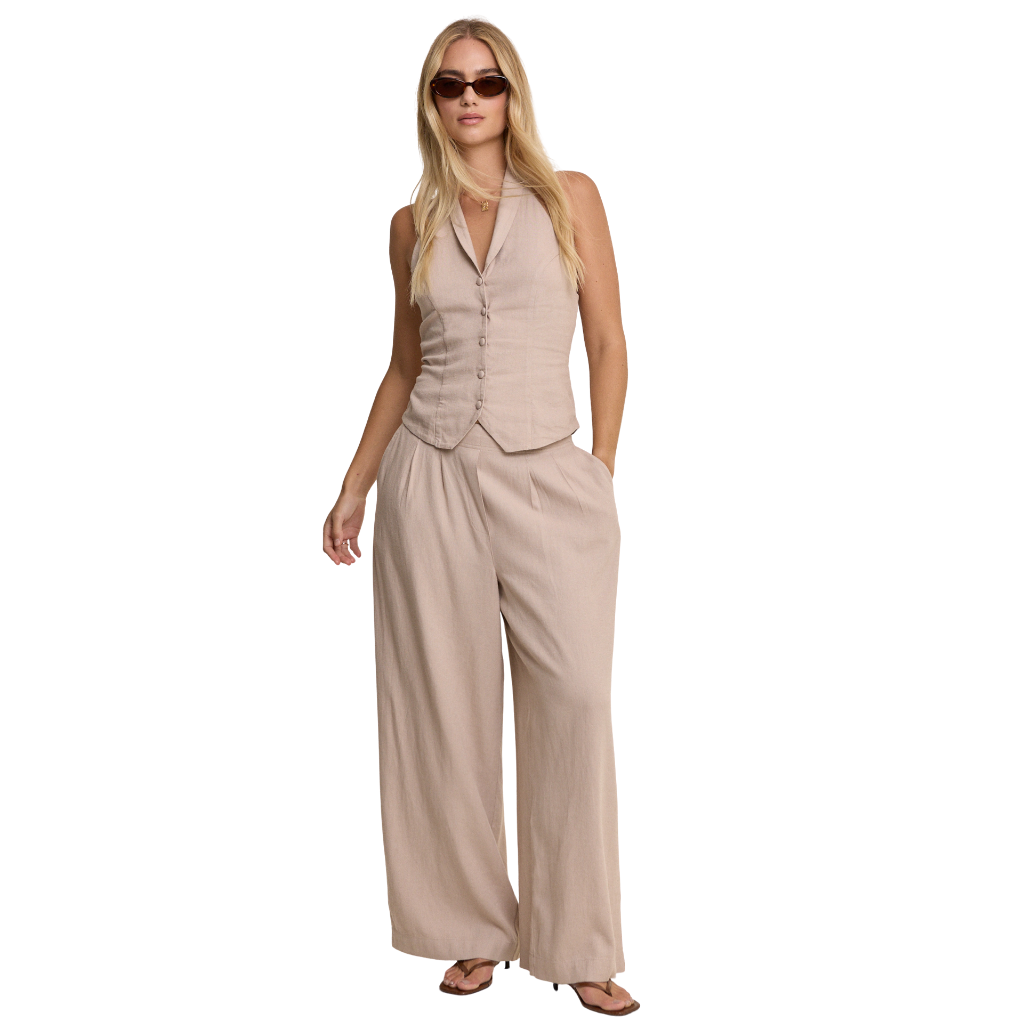 Womens Nobody's Child Beige Silsoe Wide Leg Trousers
