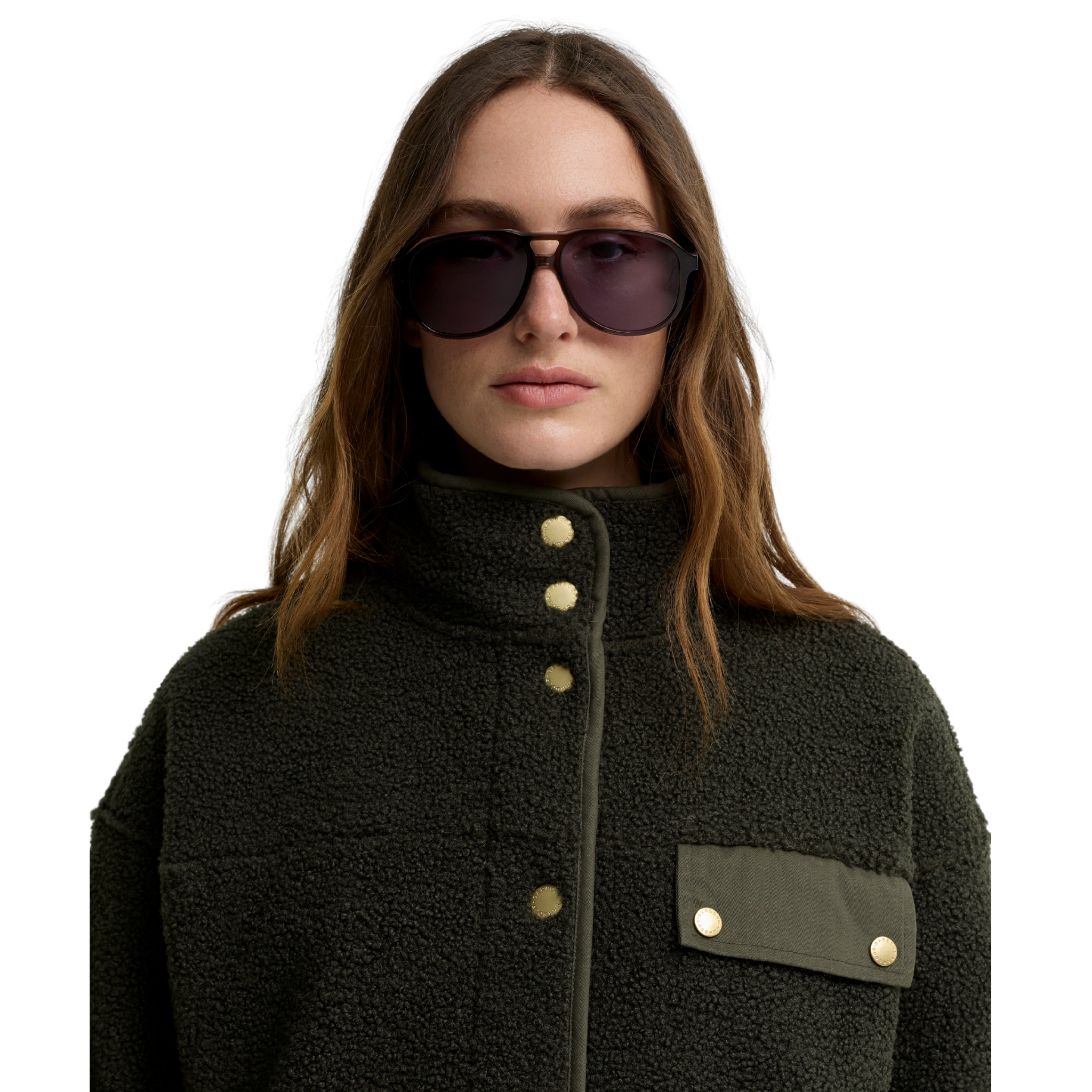 Womens Barbour Olive Mabel Fleece Jacket
