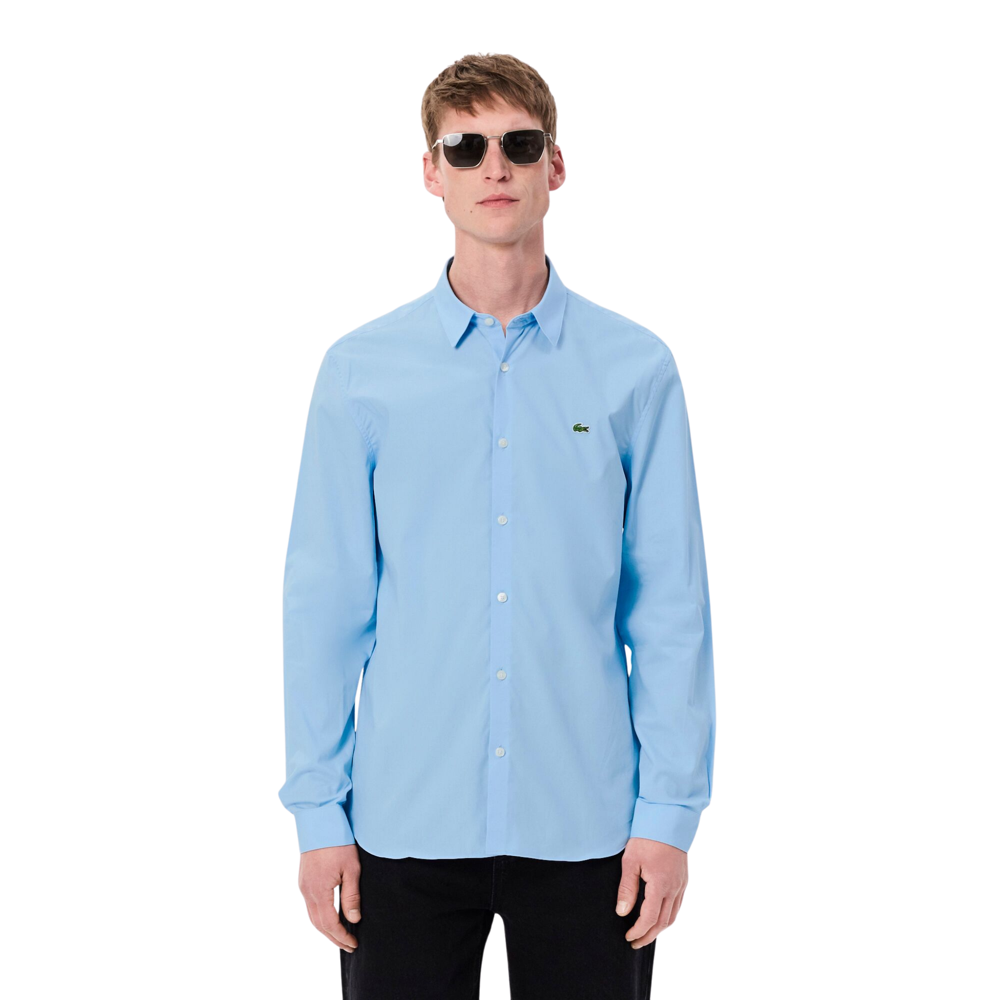 Mens Lacoste Overview Blue Cotton Poplin Slim Fit L/s Shirt