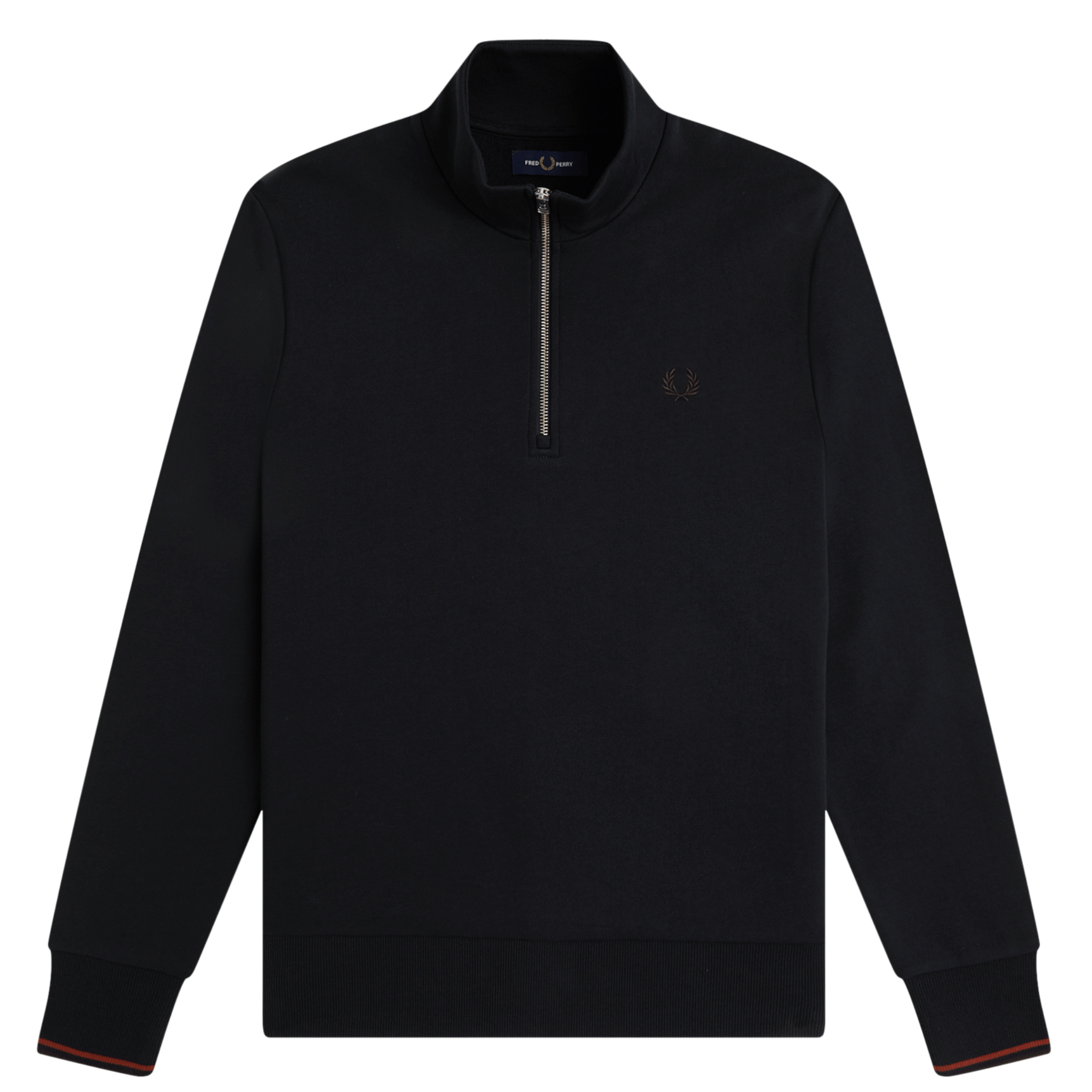 Mens Fred Perry Navy/Brandy/Rich Brown Half Zip Sweat