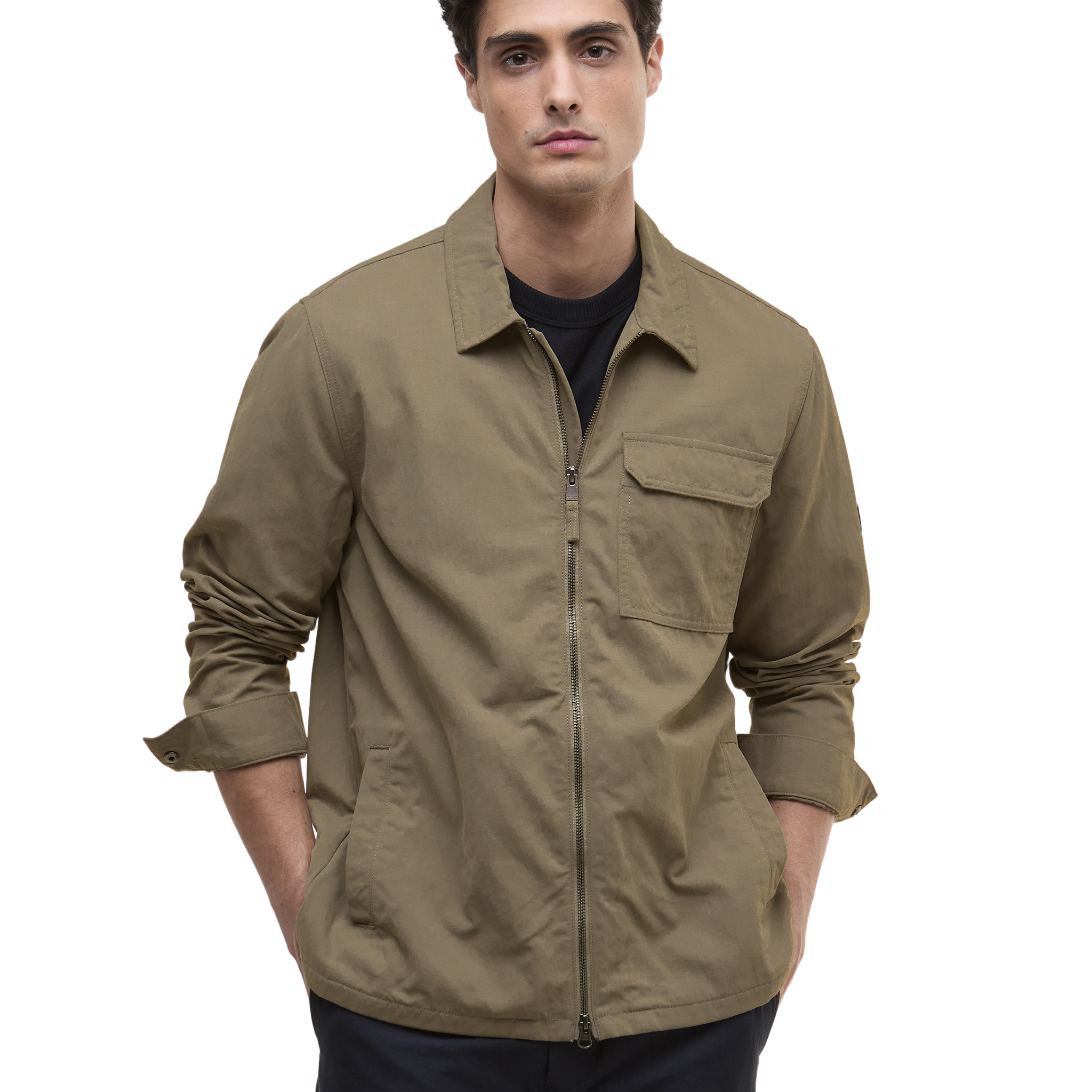 Mens Barbour International Brindle Maze Peached Zip Overshirt