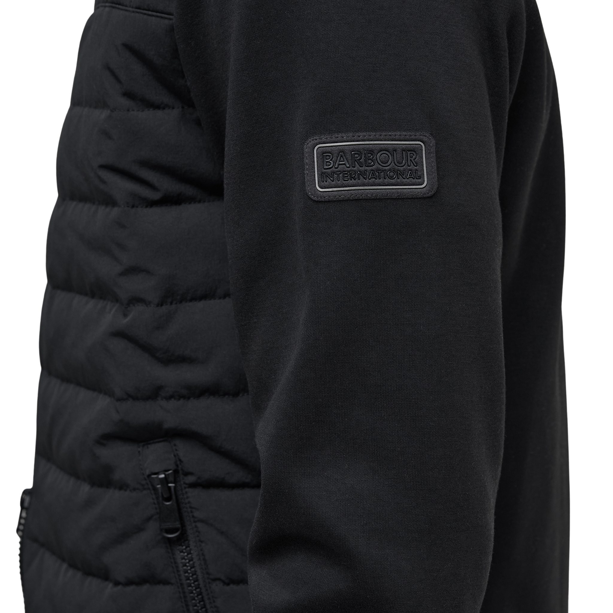 Mens Barbour International Black Collins Baffle Quilted Sweat Jacket