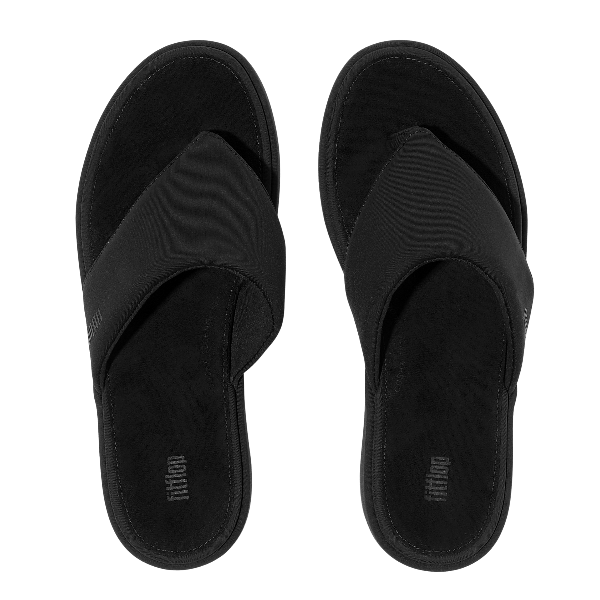Womens FitFlop Black Platfforms Wedge Toe-Post Sandals