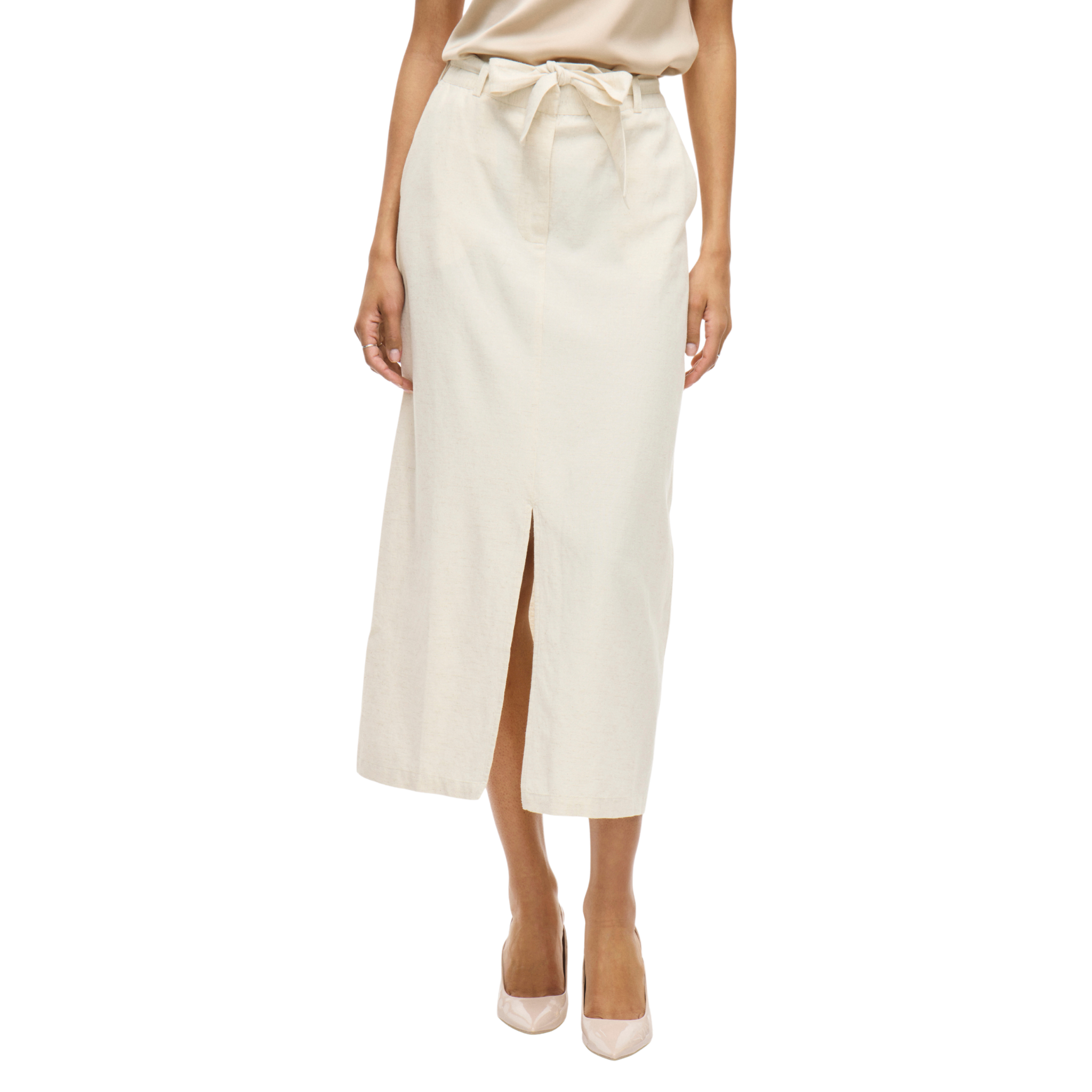 Womens Vila Natural Melange Viprisilla Co-ord Midi Pencil Skirt