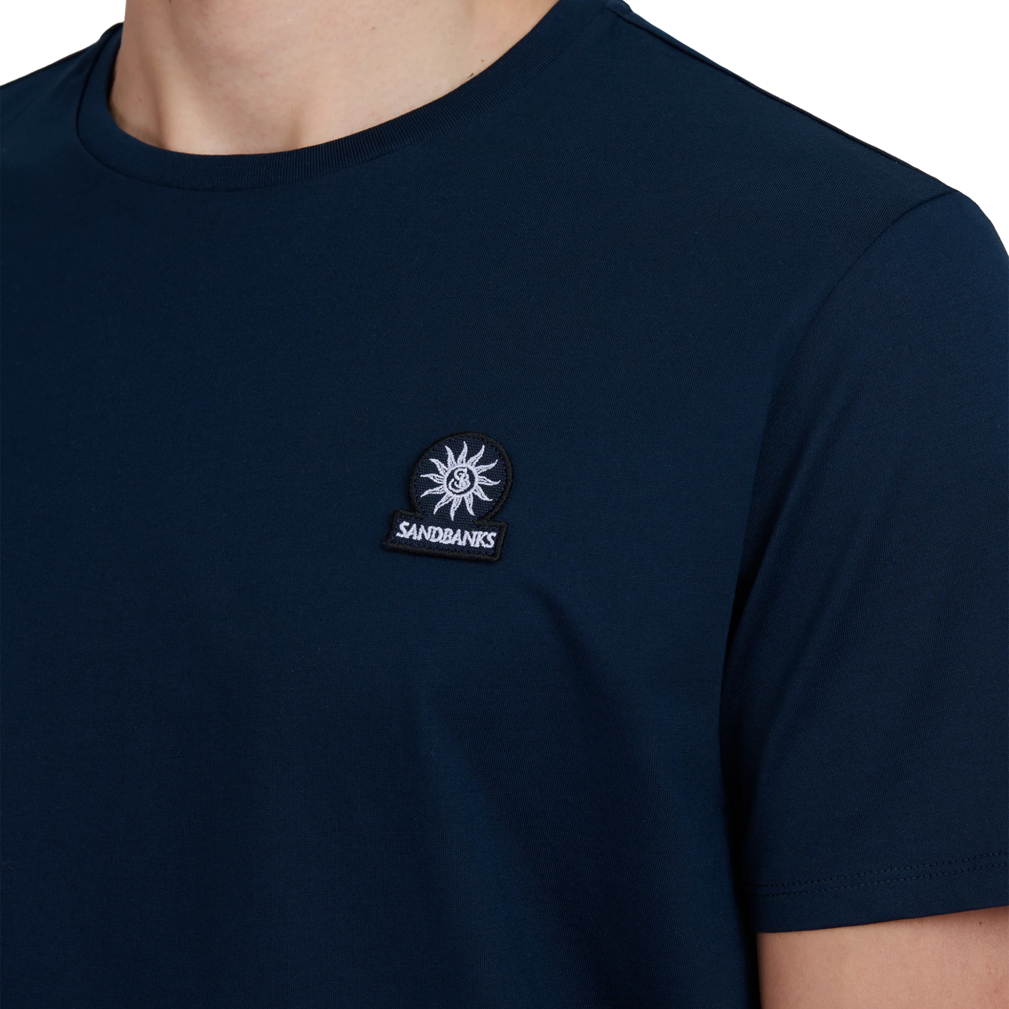 Mens Sandbanks Navy Mercerised Badge S/s T Shirt