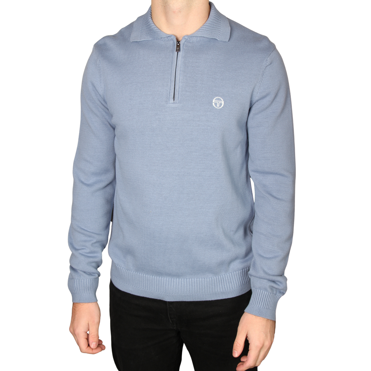 Mens Sergio Tacchini Country Blue Roberto Knitted L/s Polo