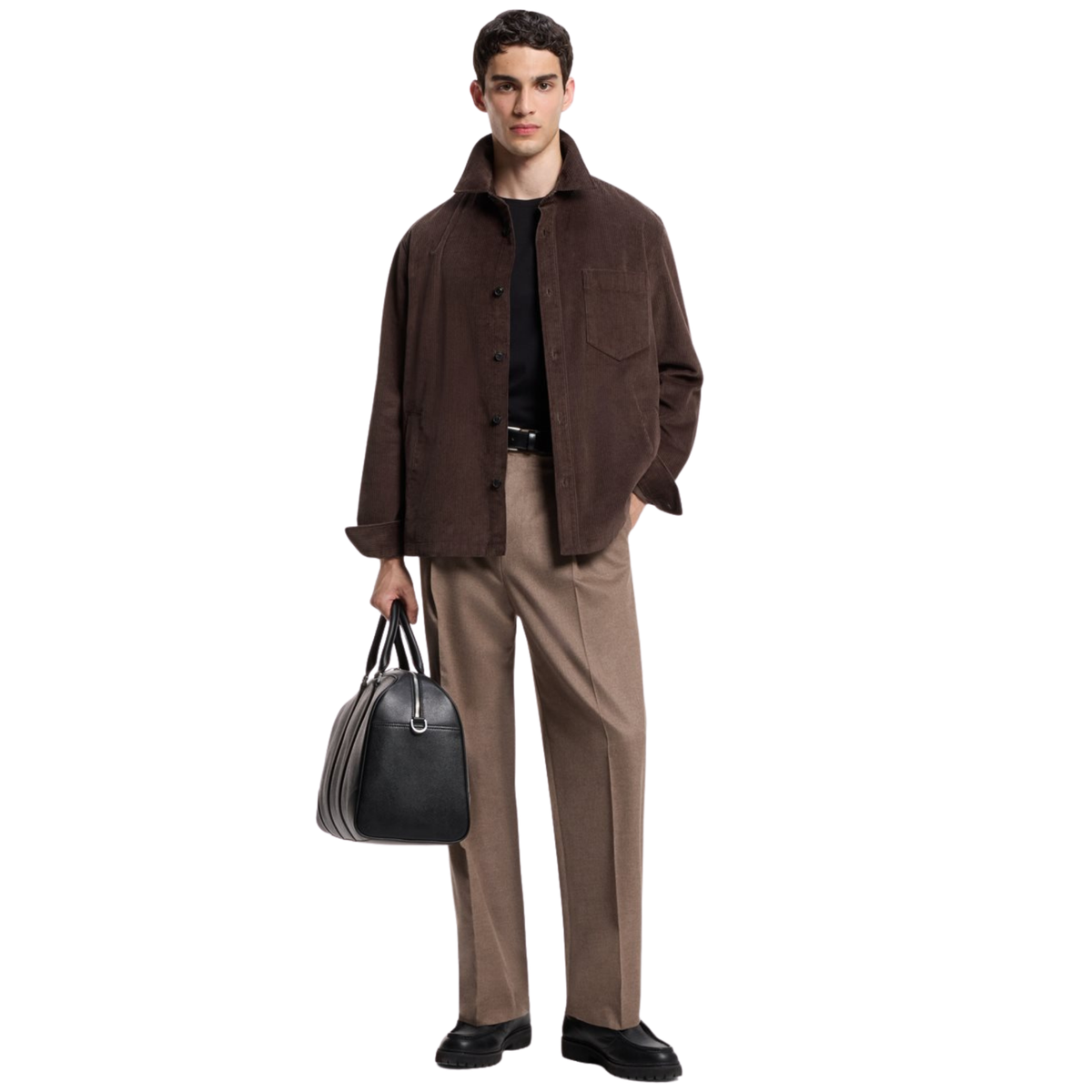 Mens HUGO Brown Overflow Ecord Overshirt