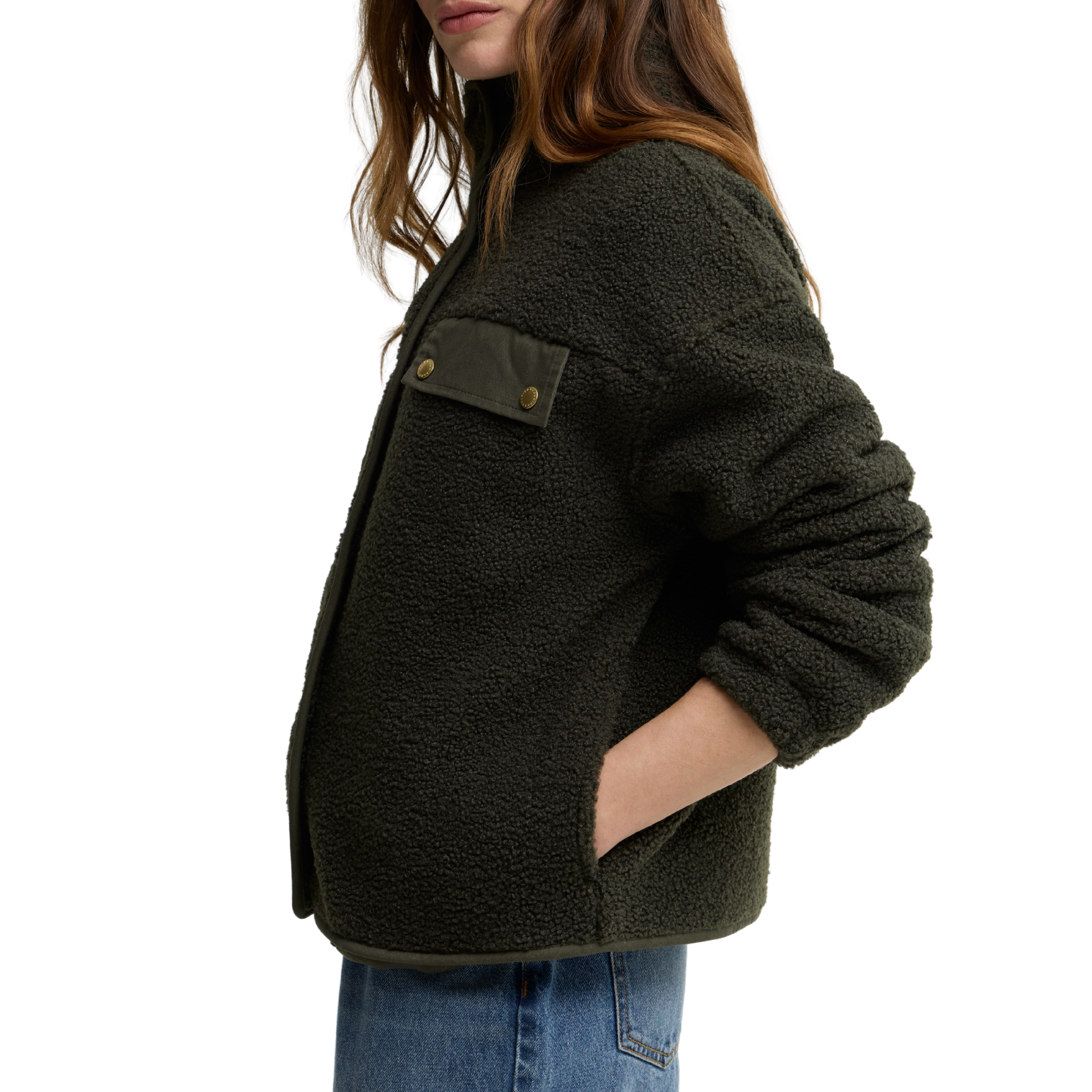 Womens Barbour Olive Mabel Fleece Jacket