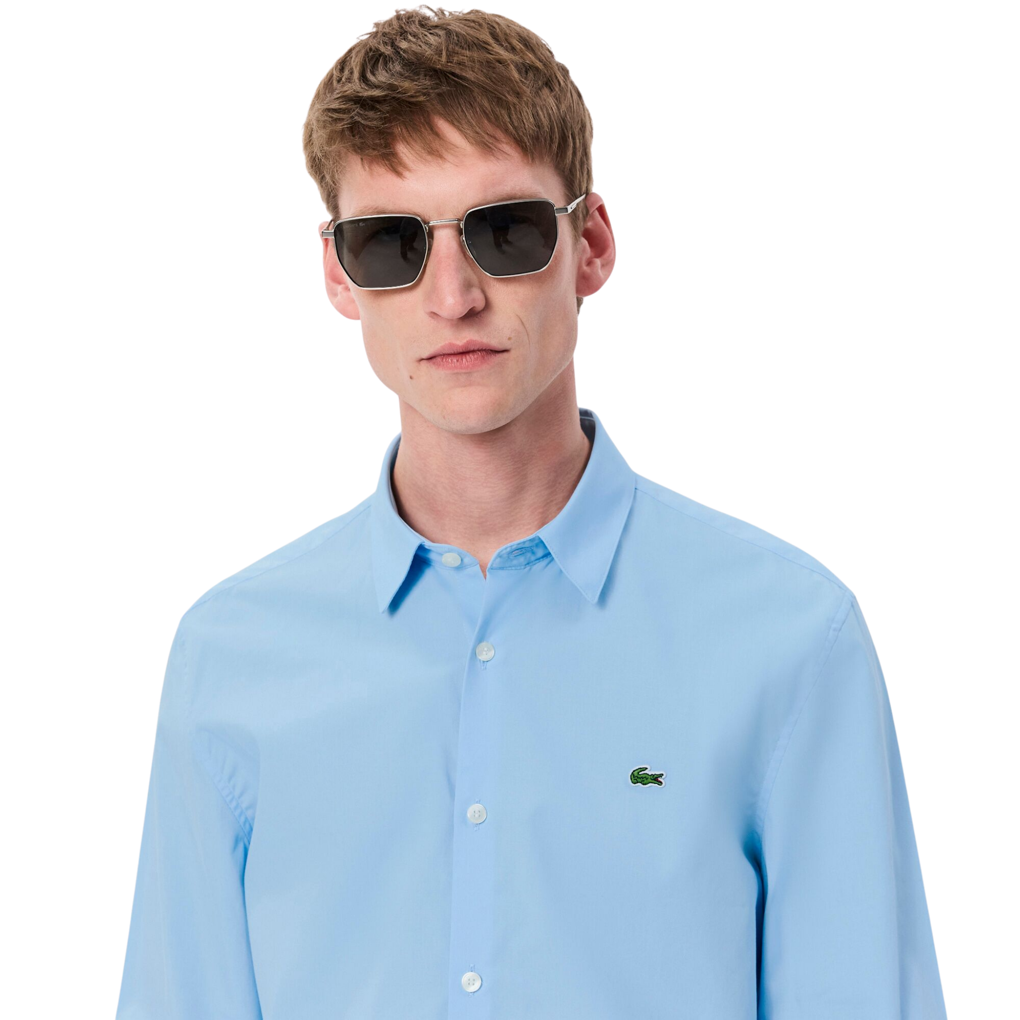 Mens Lacoste Overview Blue Cotton Poplin Slim Fit L/s Shirt