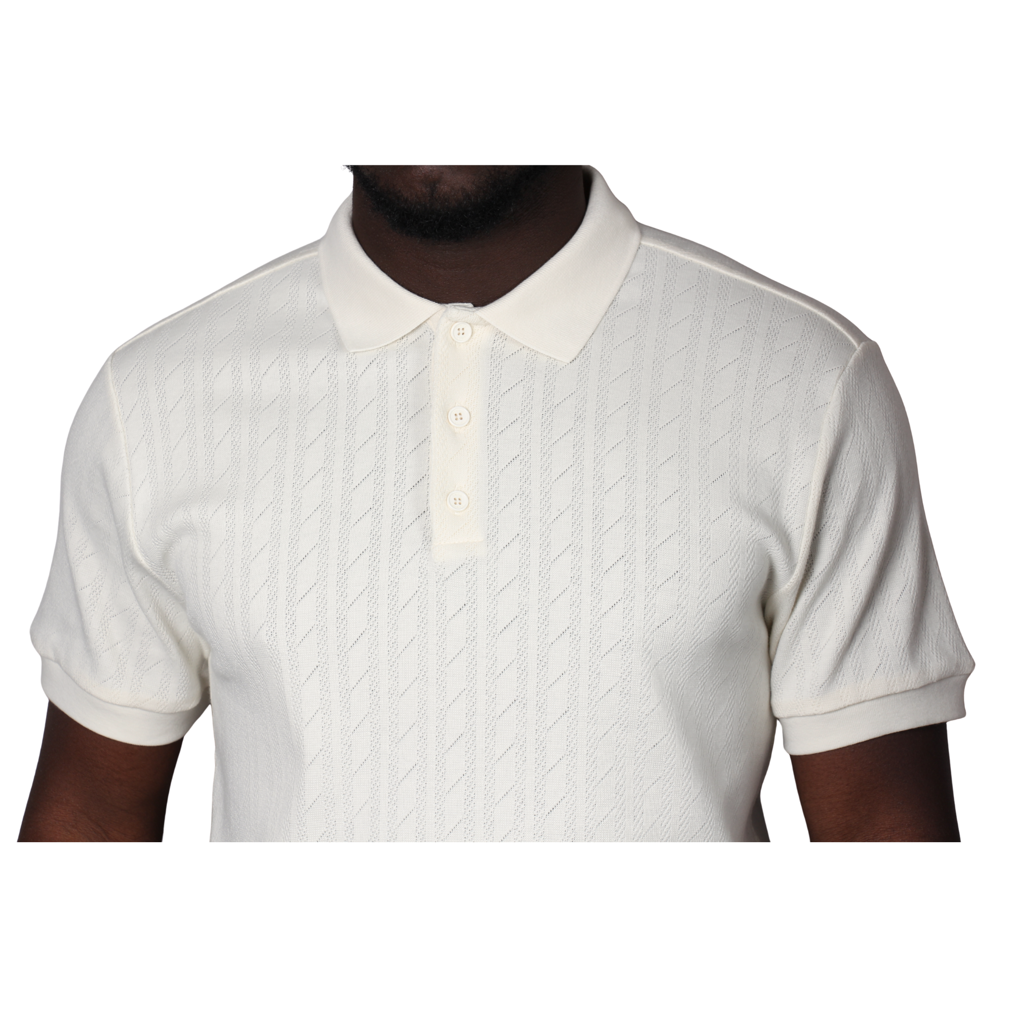 Mens Remus Uomo Cream Flat Cable Knit Jersey S/s Polo Shirt