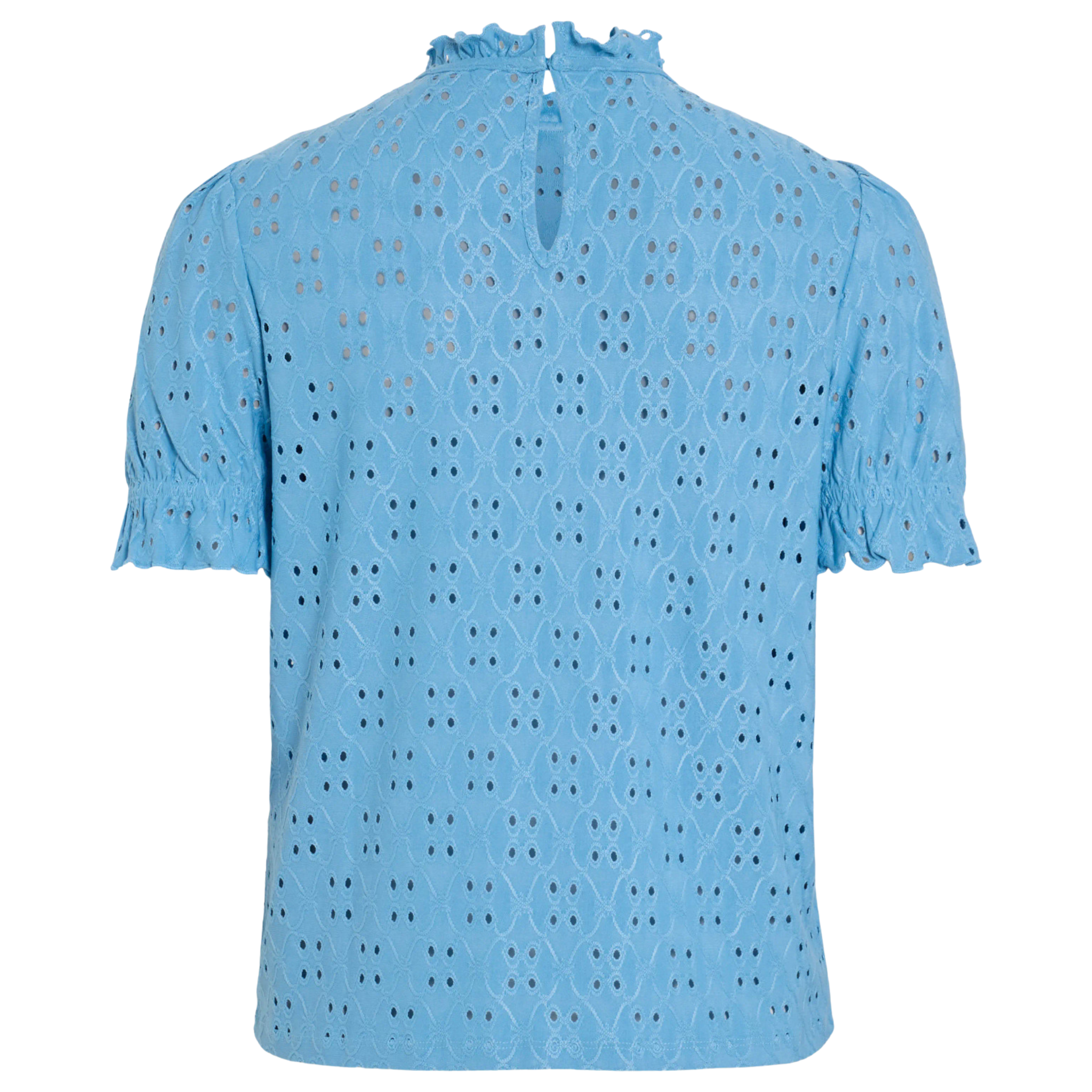 Womens Vila Blissful Blue Vikawa Flounce S/s Top